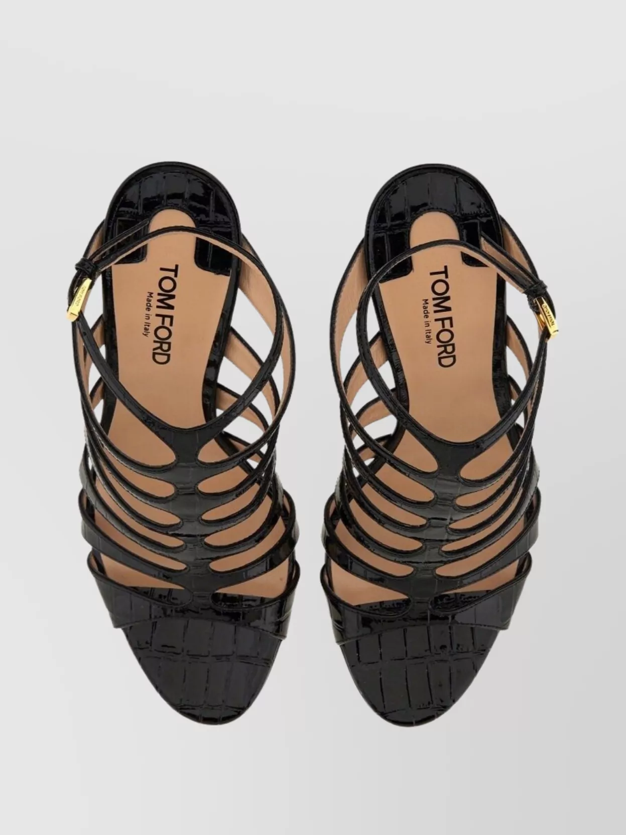 Tom Ford Croc-Embossed Leather Strappy Sandals