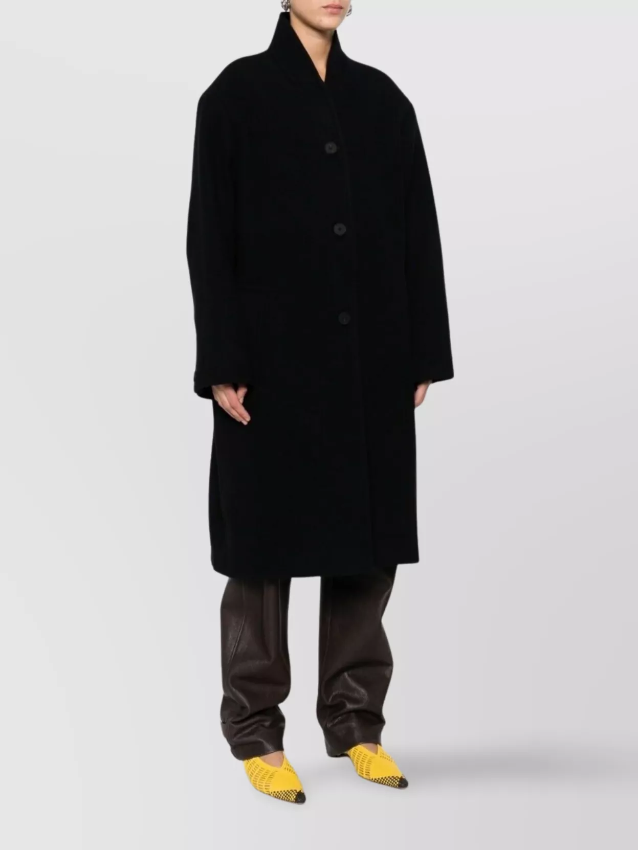 Studio Nicholson Wool Coat Featuring High Collar And Long Sleeves