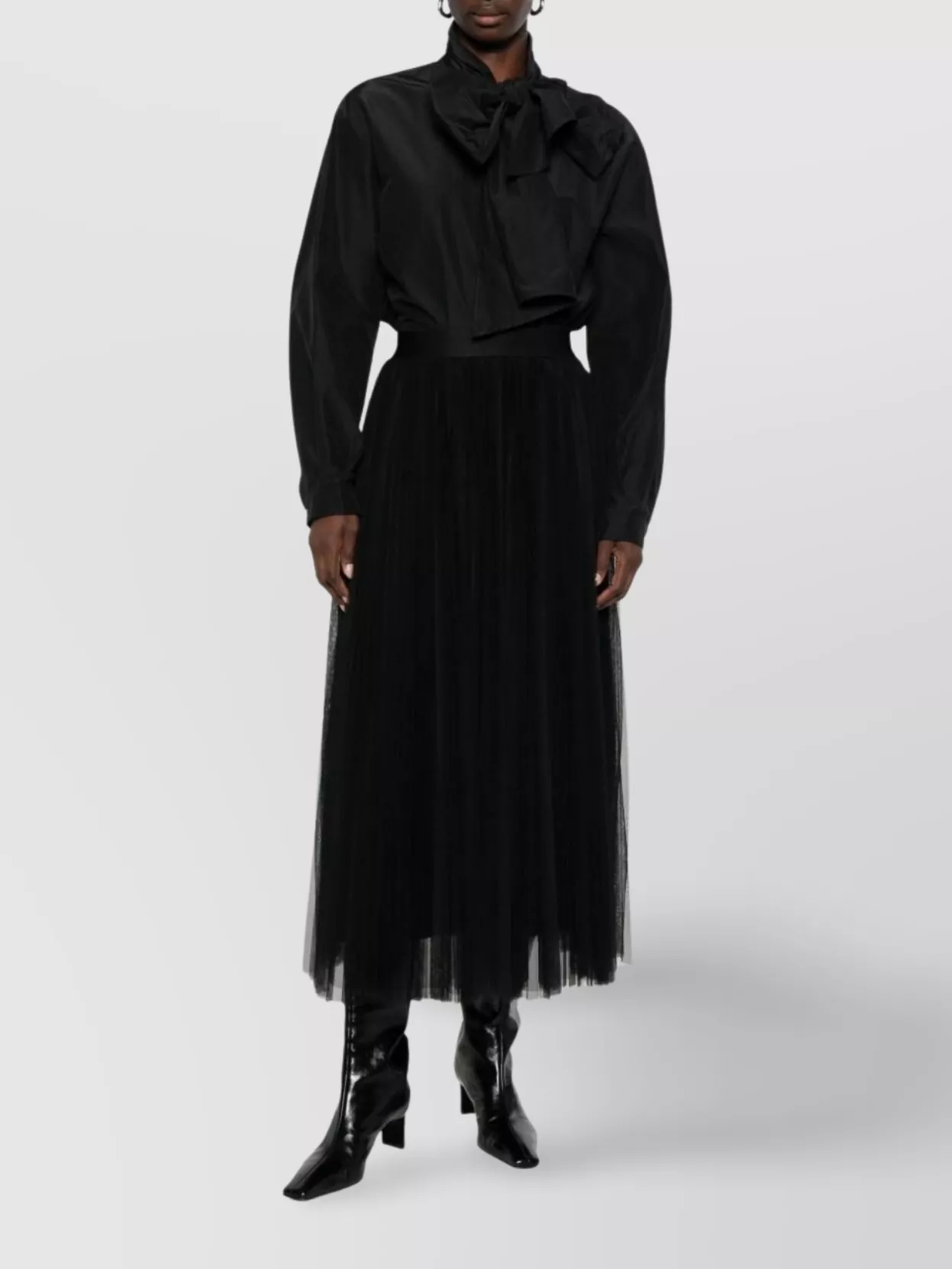 Forte Forte Midi A-line Skirt Sheer Overlay In Black