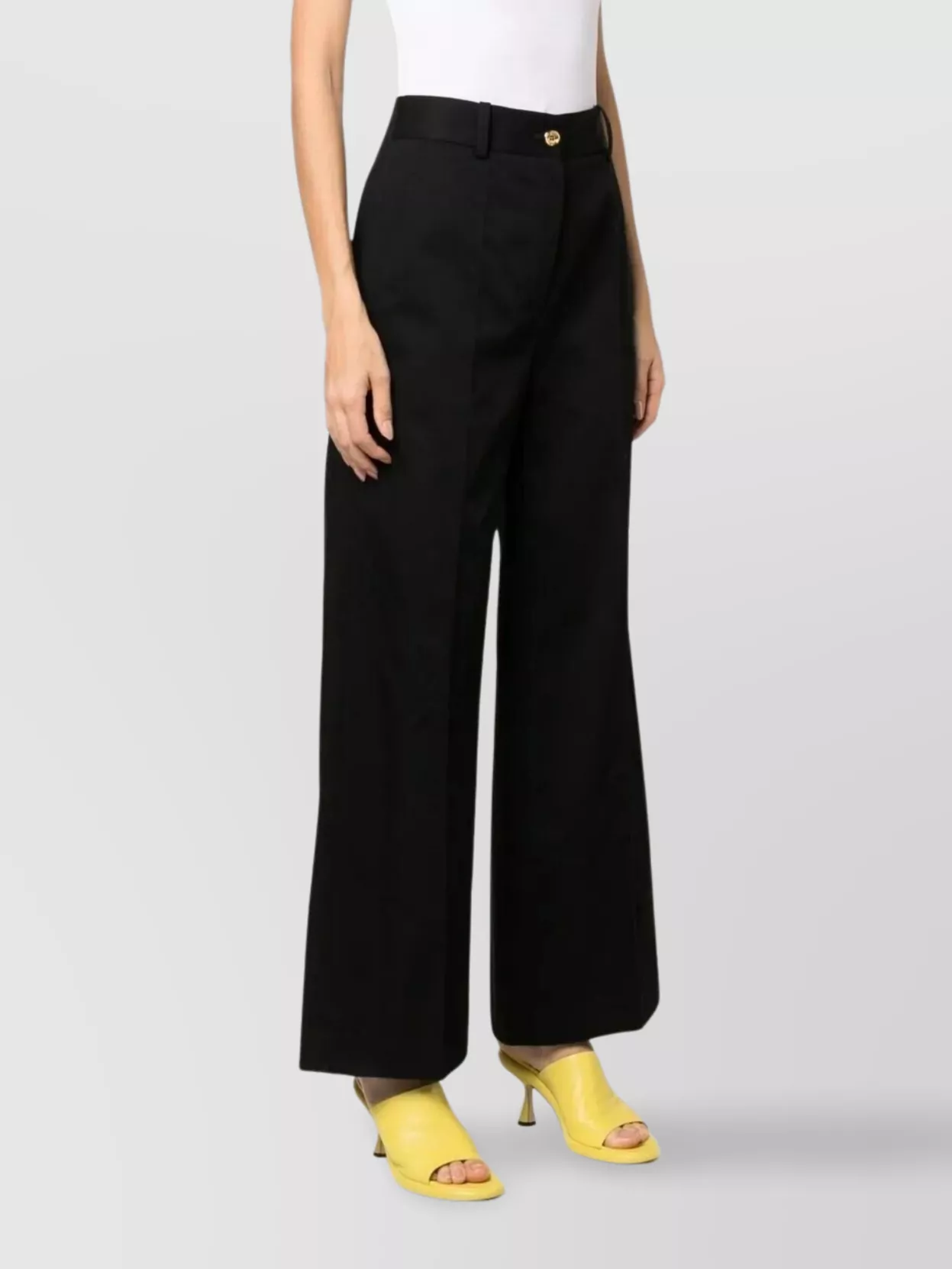 Patou "timeless" Wide Leg Trousers With High Waist In Gray