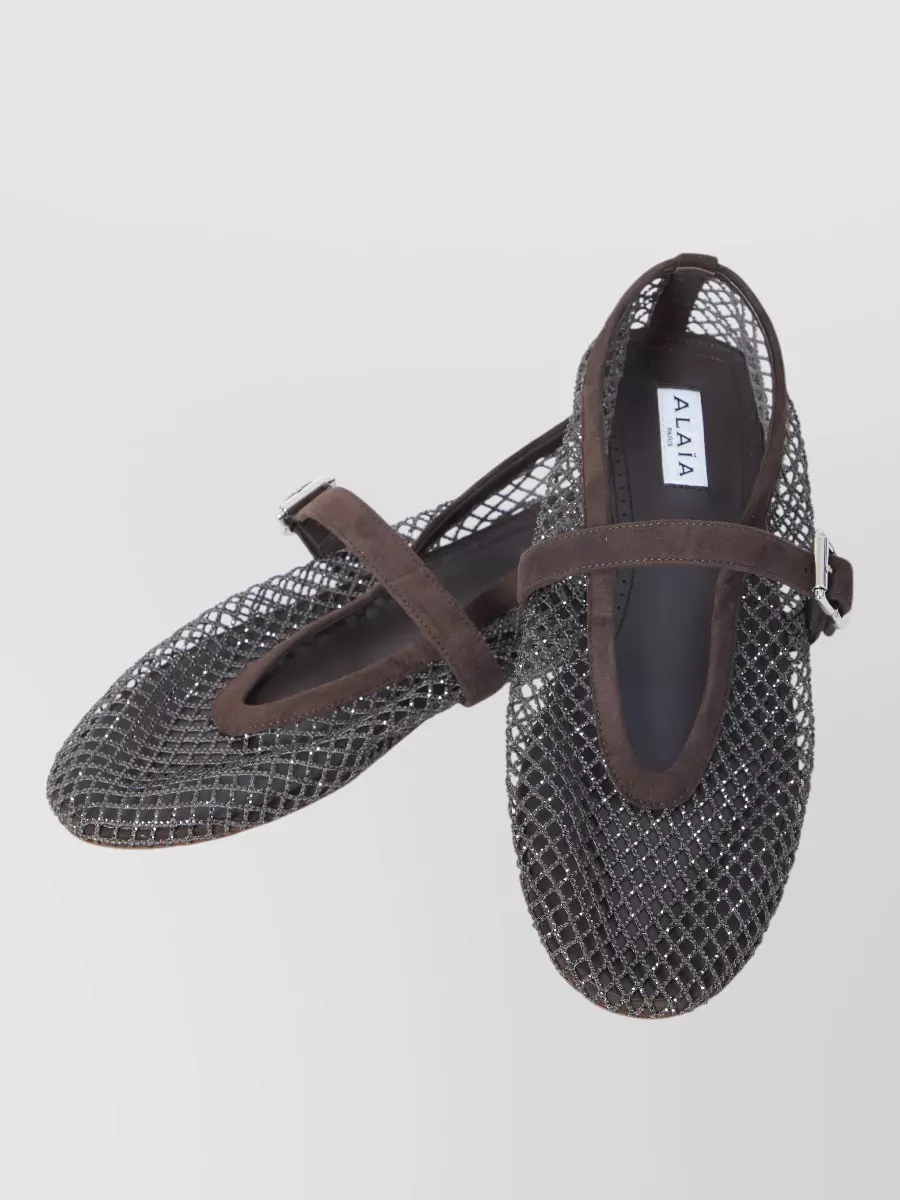 Alaïa Mesh Rhinestone Ballerina Flats
