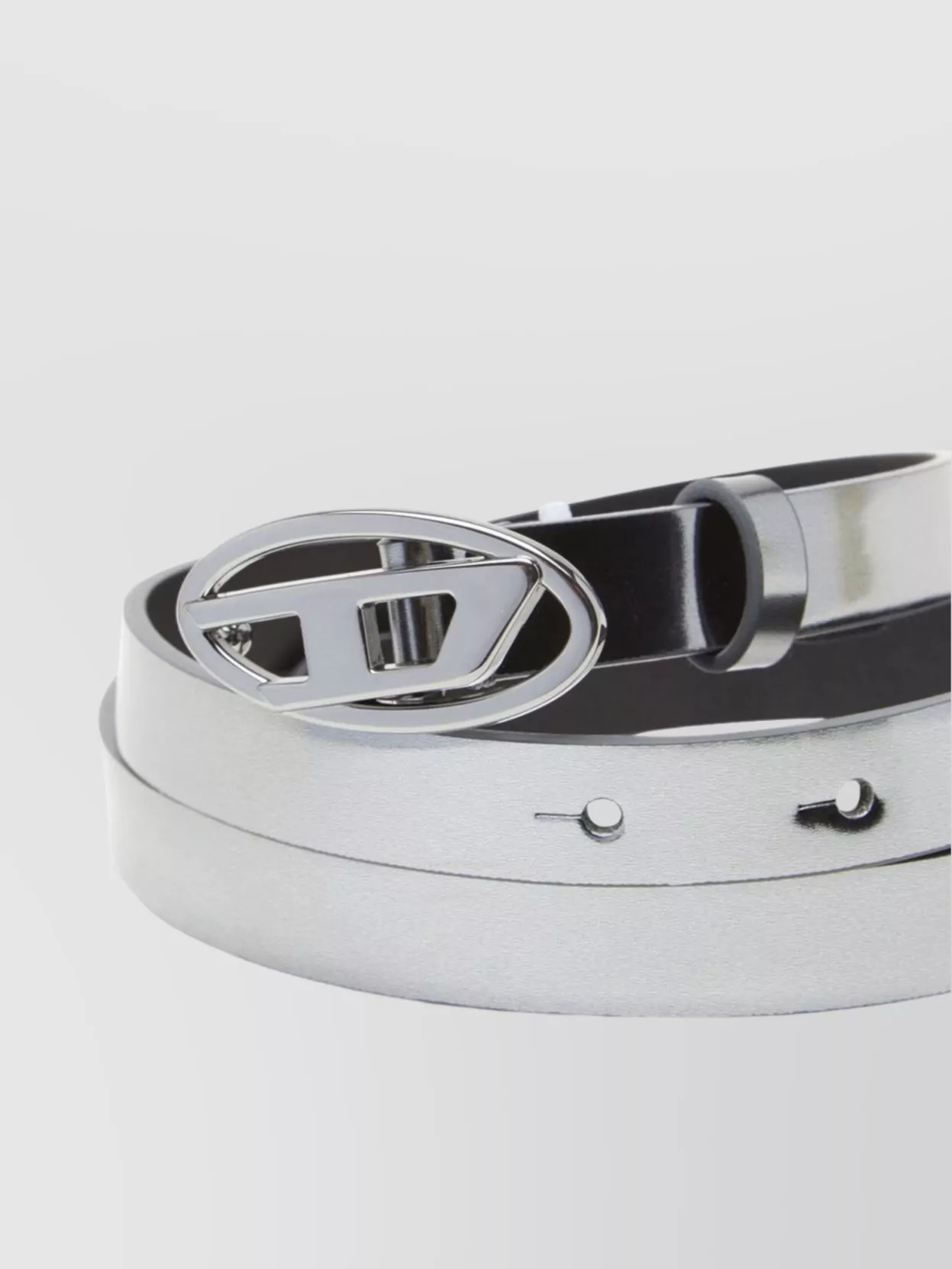 Diesel Metallic Finish Leather Belt With Oval-d Buckle