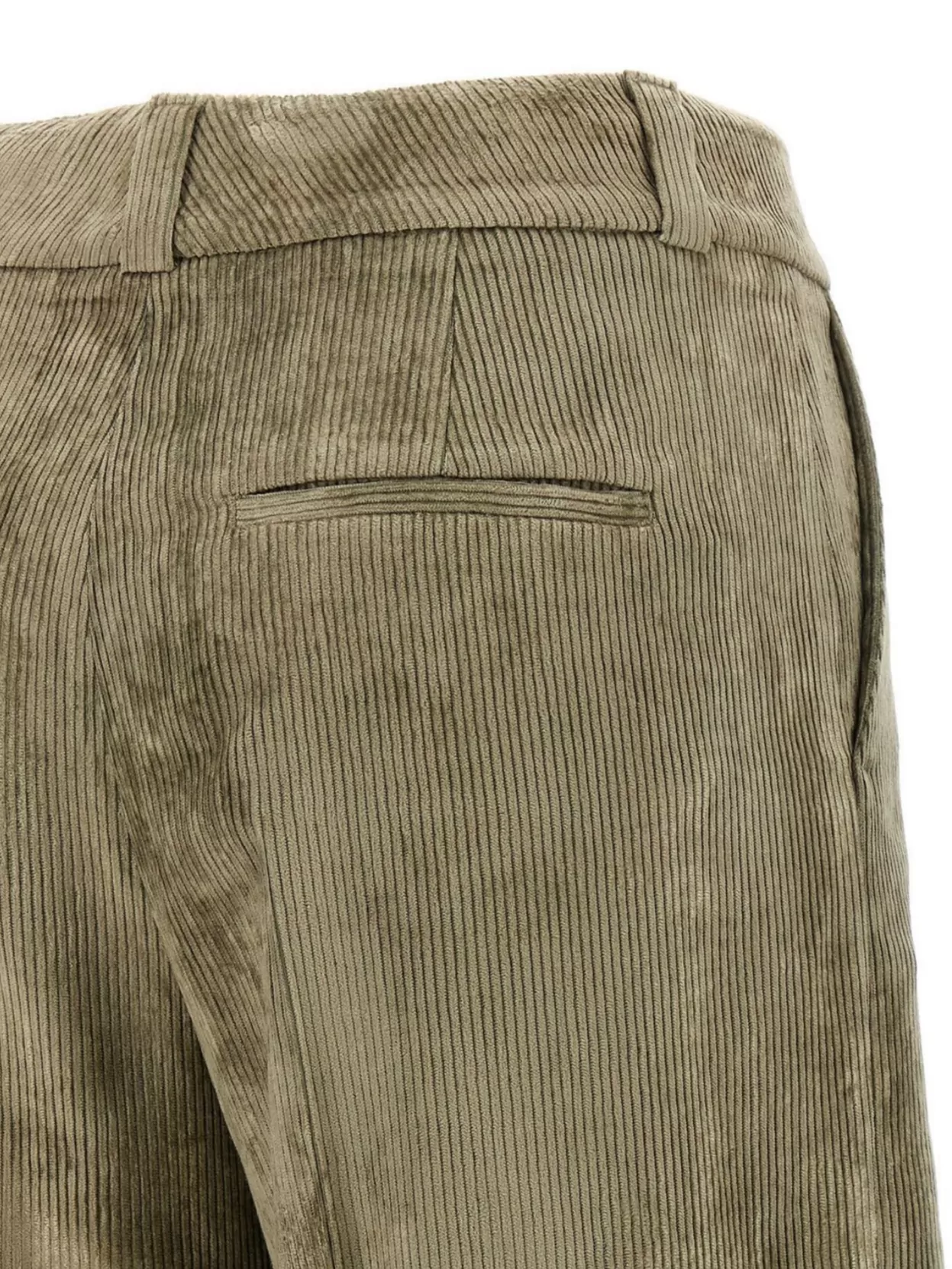 Peserico Wide Leg Corduroy Trousers With Belt Loops In Green