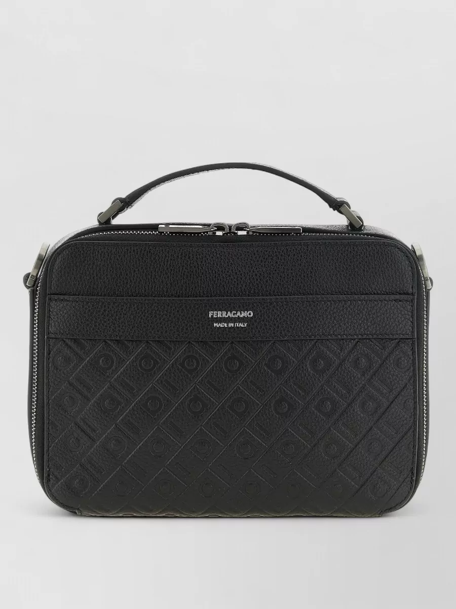 Ferragamo leather embossed crossbody shoulder bag