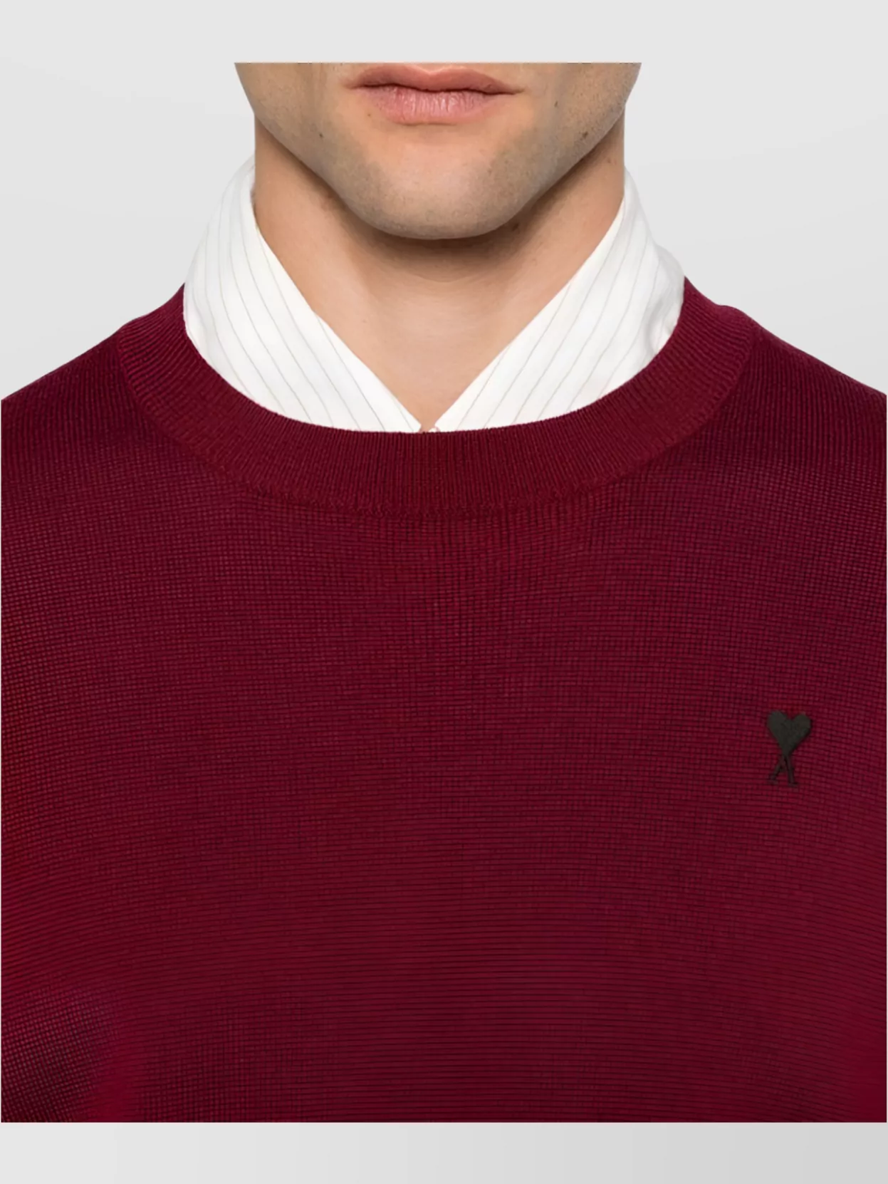 Ami Paris Crew Neck Long Sleeve Ribbed Sweater