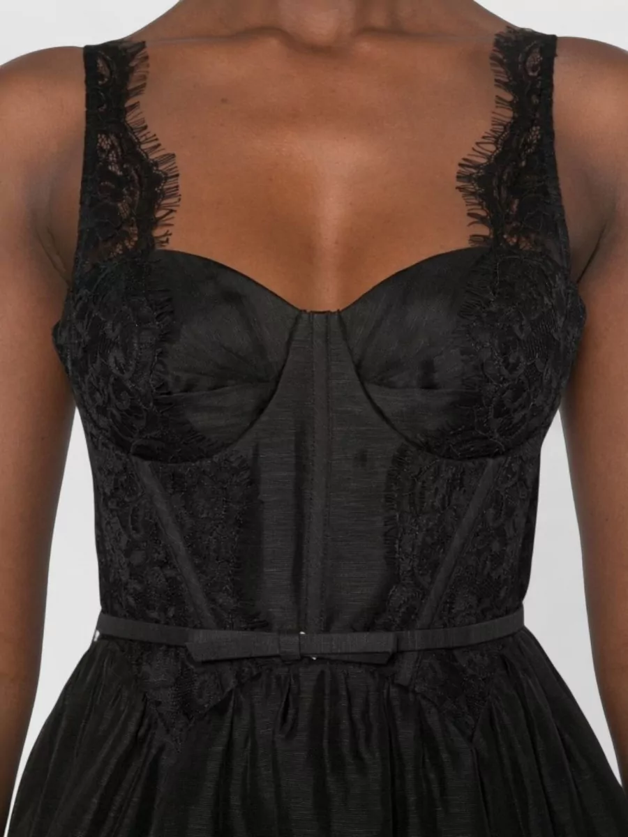 Zimmermann Silk Linen Lace-Trimmed Sweetheart-Neck Belted Midi Nightdress
