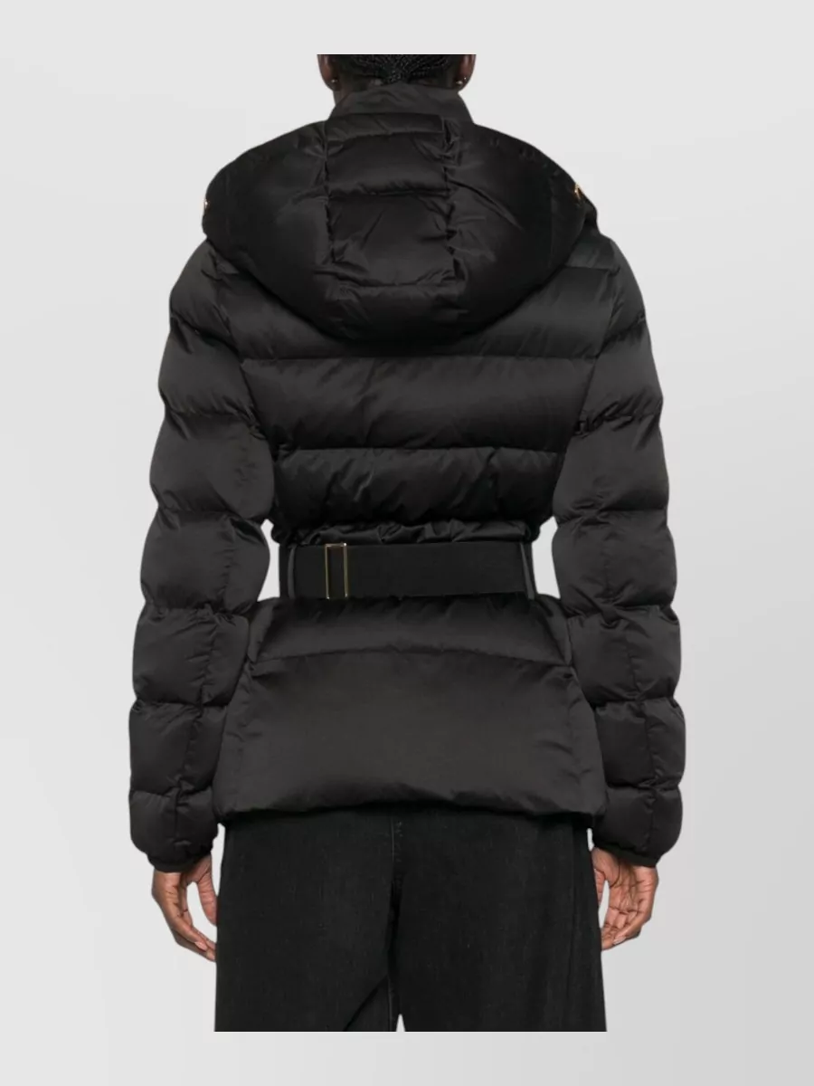 Elisabetta Franchi Down Belted Hooded Puffer Coat