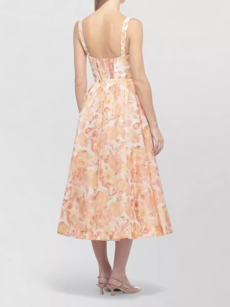 Zimmermann Floral-Print Linen-Silk Midi Dress