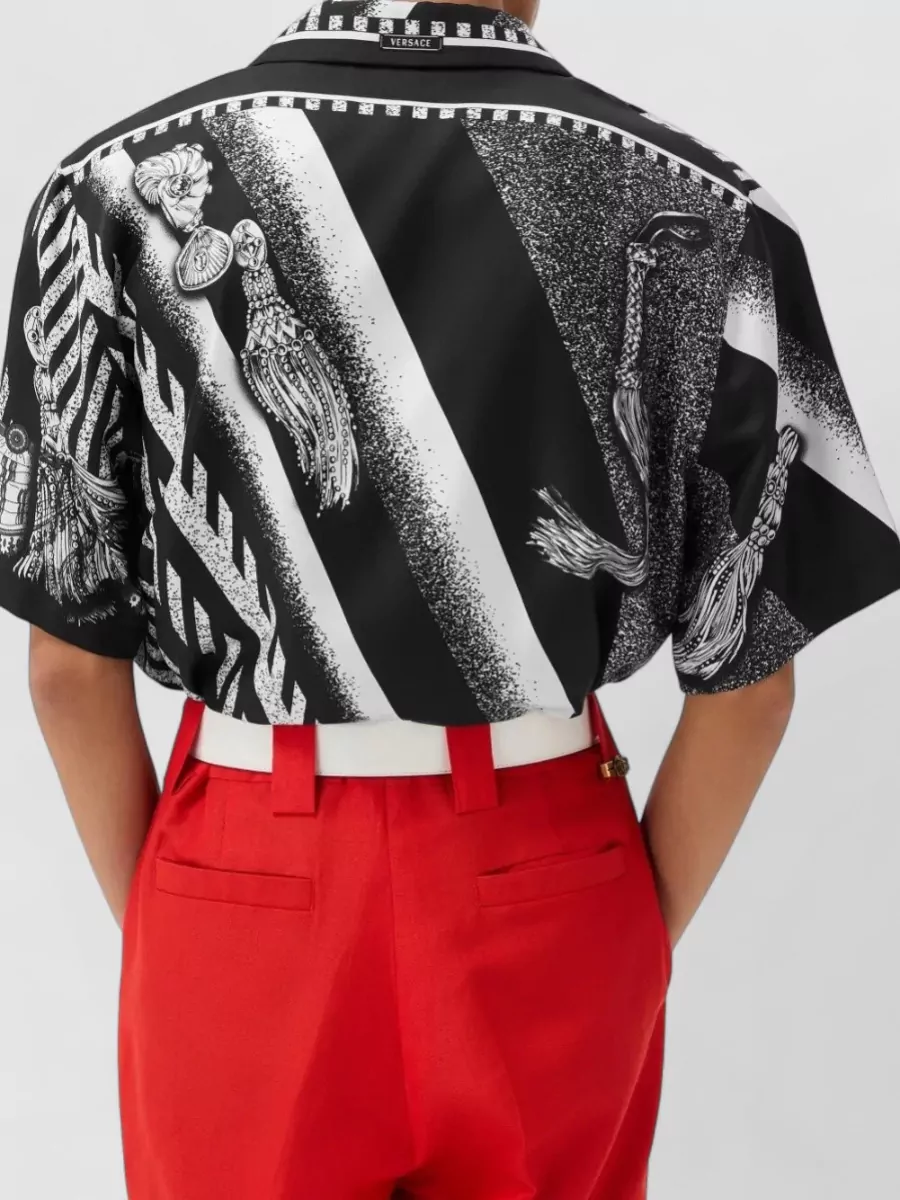 Versace Printed Silk Short-Sleeve Shirt