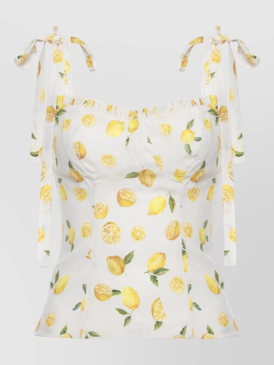 Mar De Margaritas Printed Sleeveless Heart-Neck Mini Dress