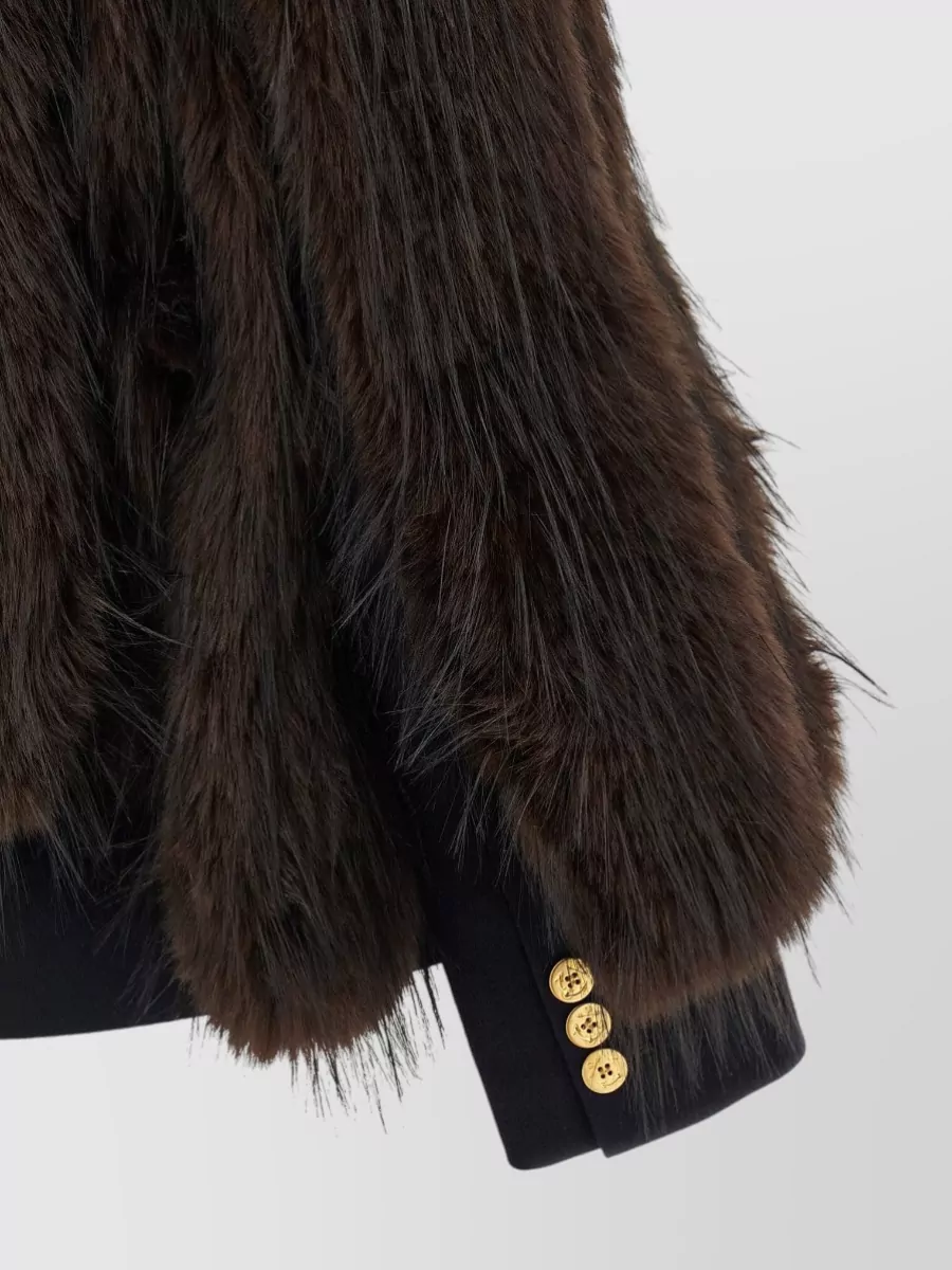 Sacai Wool Faux Fur Coat