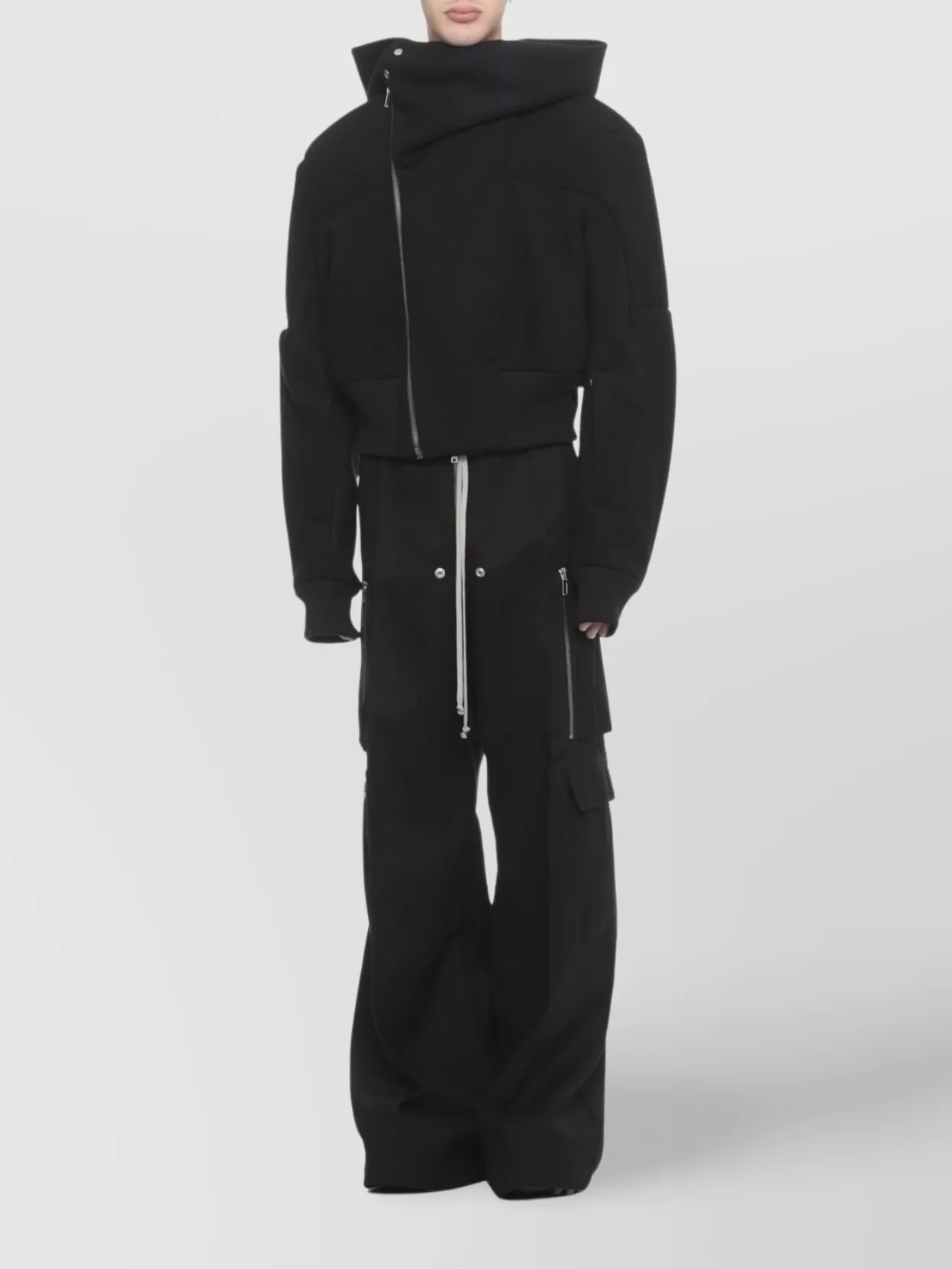 Rick Owens Men's Hooded Bomber Jacket With Elastic Hem