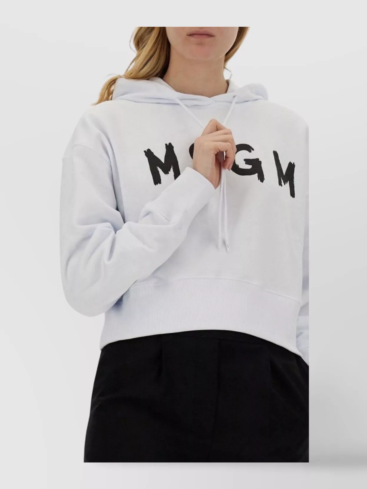 Msgm Logo Hooded Sweatshirt Ribbed Cuffs