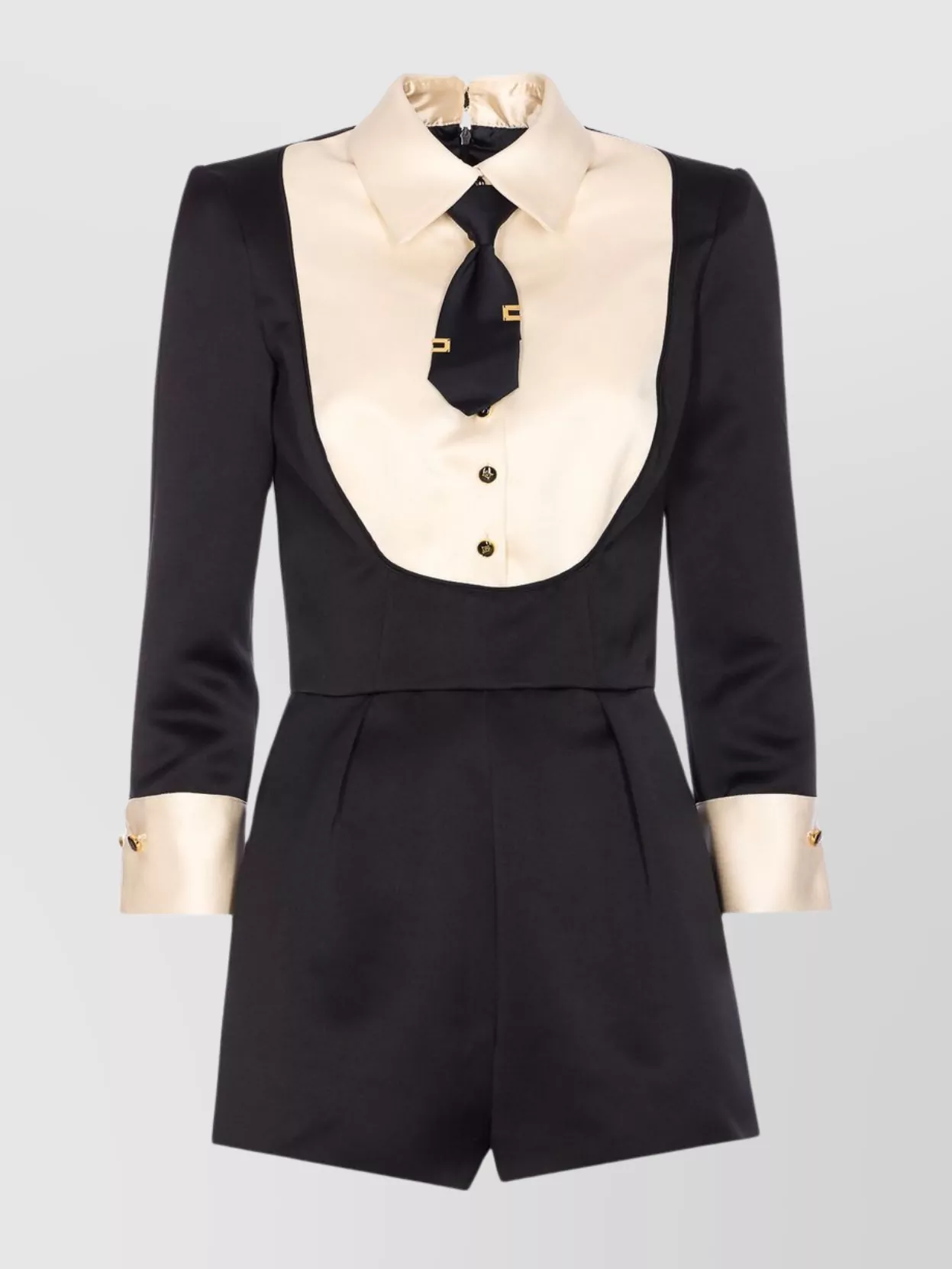 Elisabetta Franchi Suit With Contrasting Collar And Long Sleeves In Black