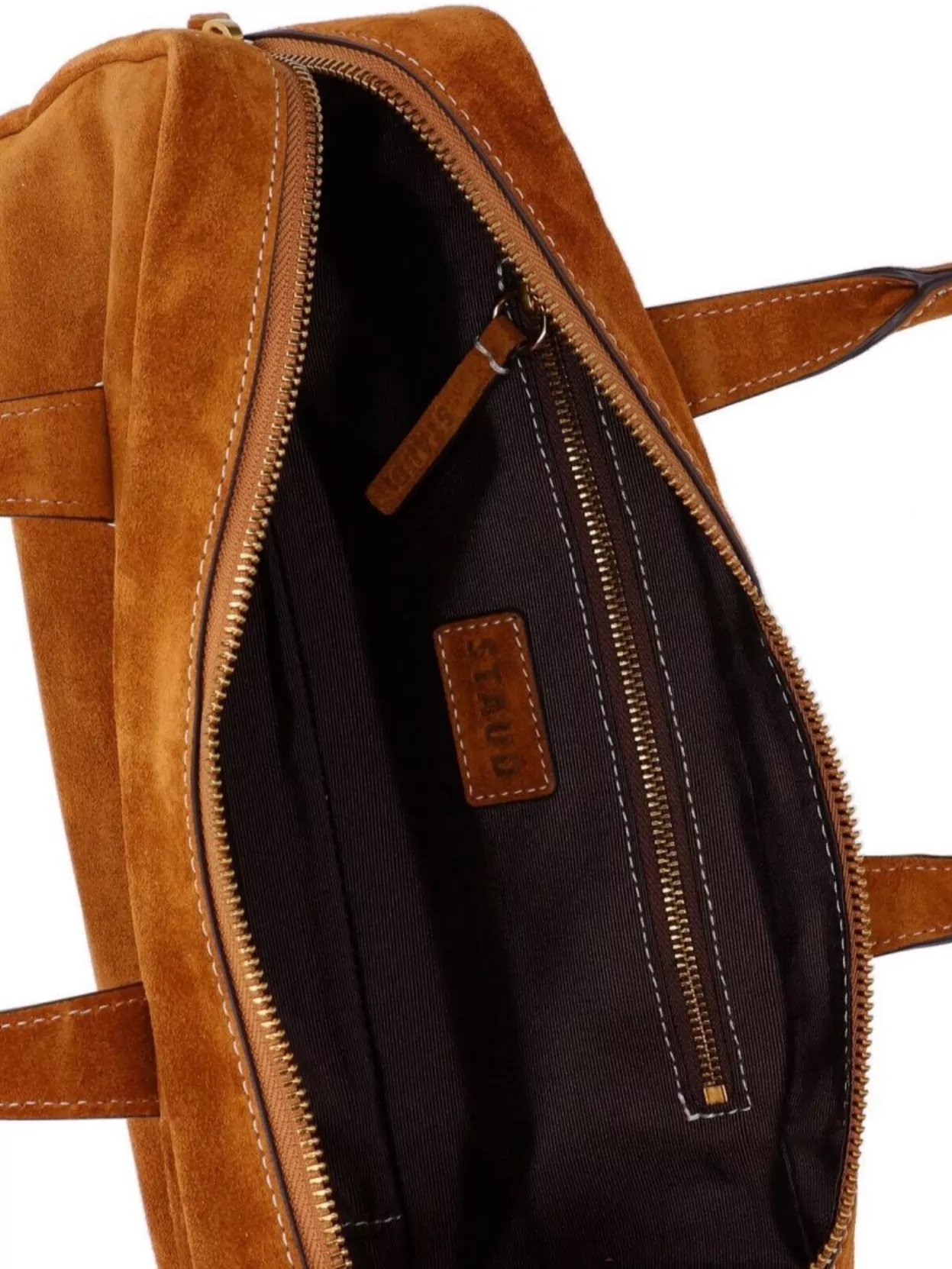 Staud Rectangular Suede Shoulder Bag With Double Handles