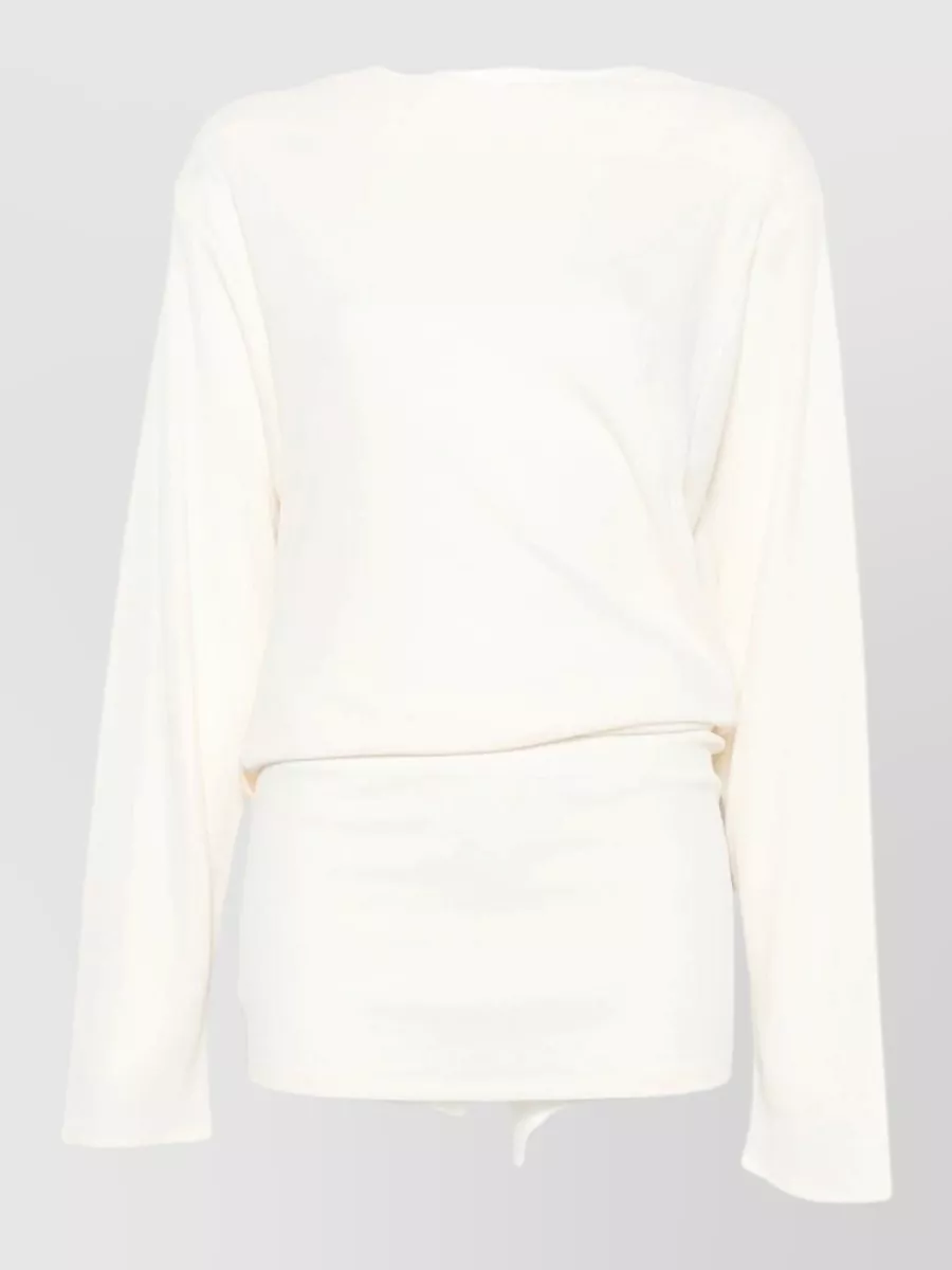 Jacquemus draped cutout boat neck long sleeve mini dress