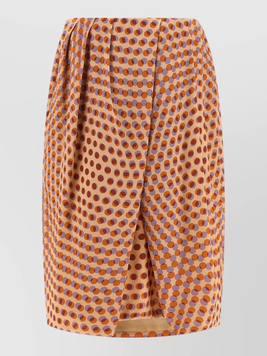 Dries Van Noten Silk Polka-Dot Draped Asymmetric Midi Pleated Skirt