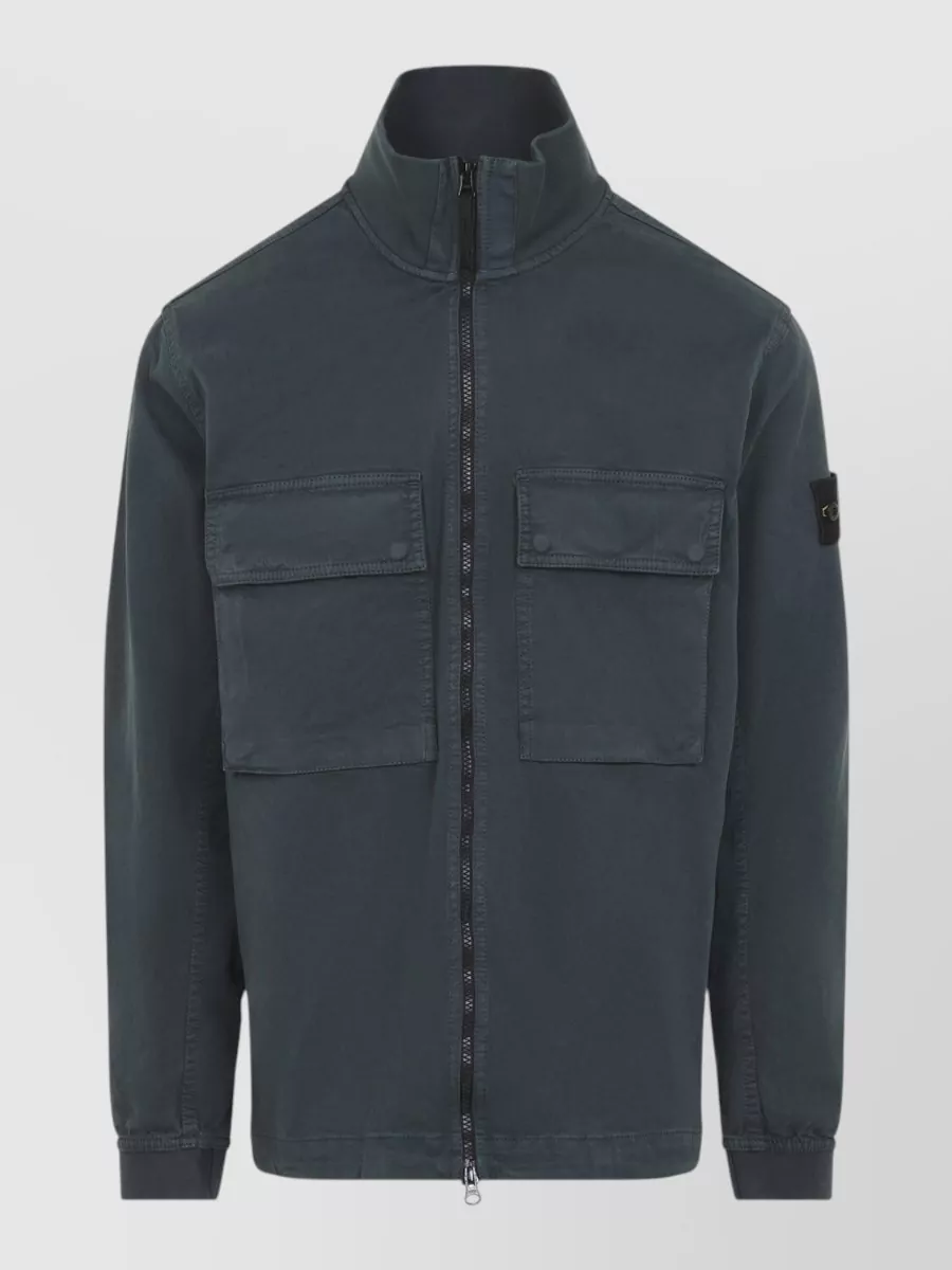 Stone Island Cotton Ribbed-Collar Shirt Jacket