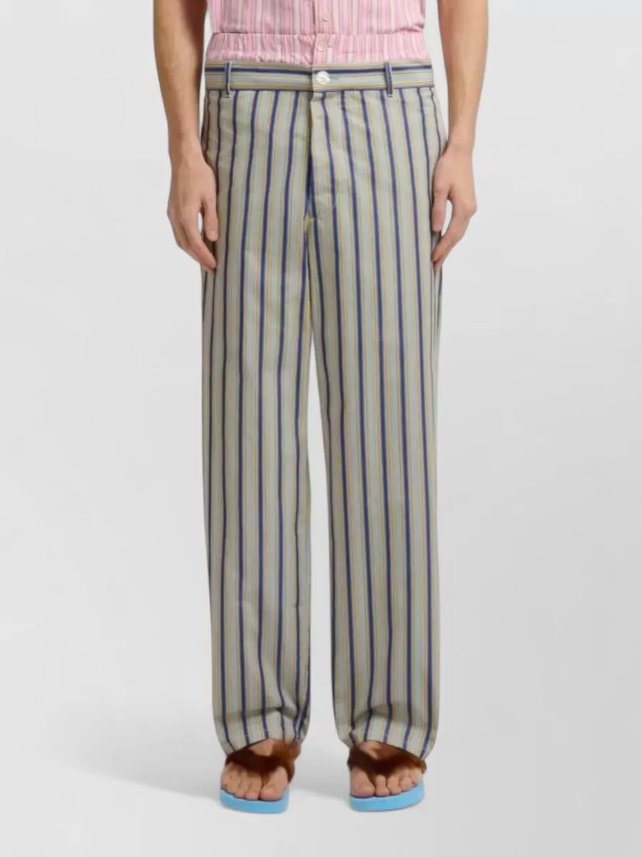 Marni Striped Wide-Leg Cotton Trousers