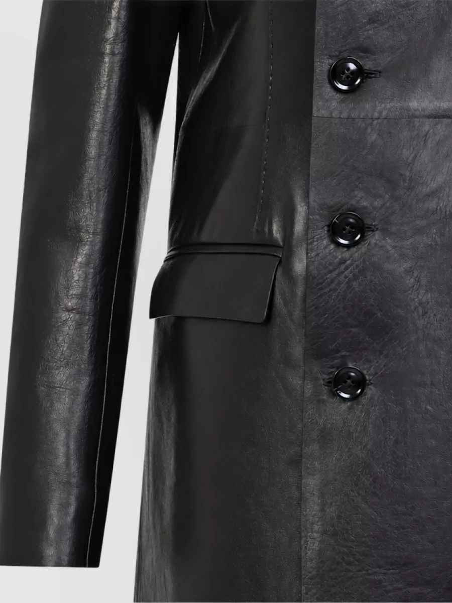 Tom Ford Lamb Leather Double-Breasted Midi Coat