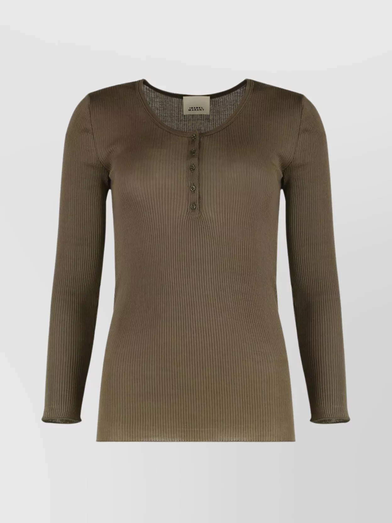 Isabel Marant Étoile Long Sleeve Cotton T-shirt With Button Detail In Green