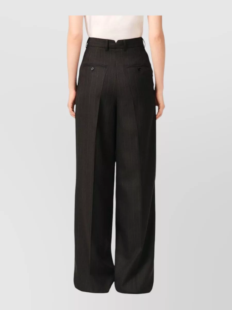 Ami Paris Wool High-Rise Wide-Leg Pleated Tailored Trousers
