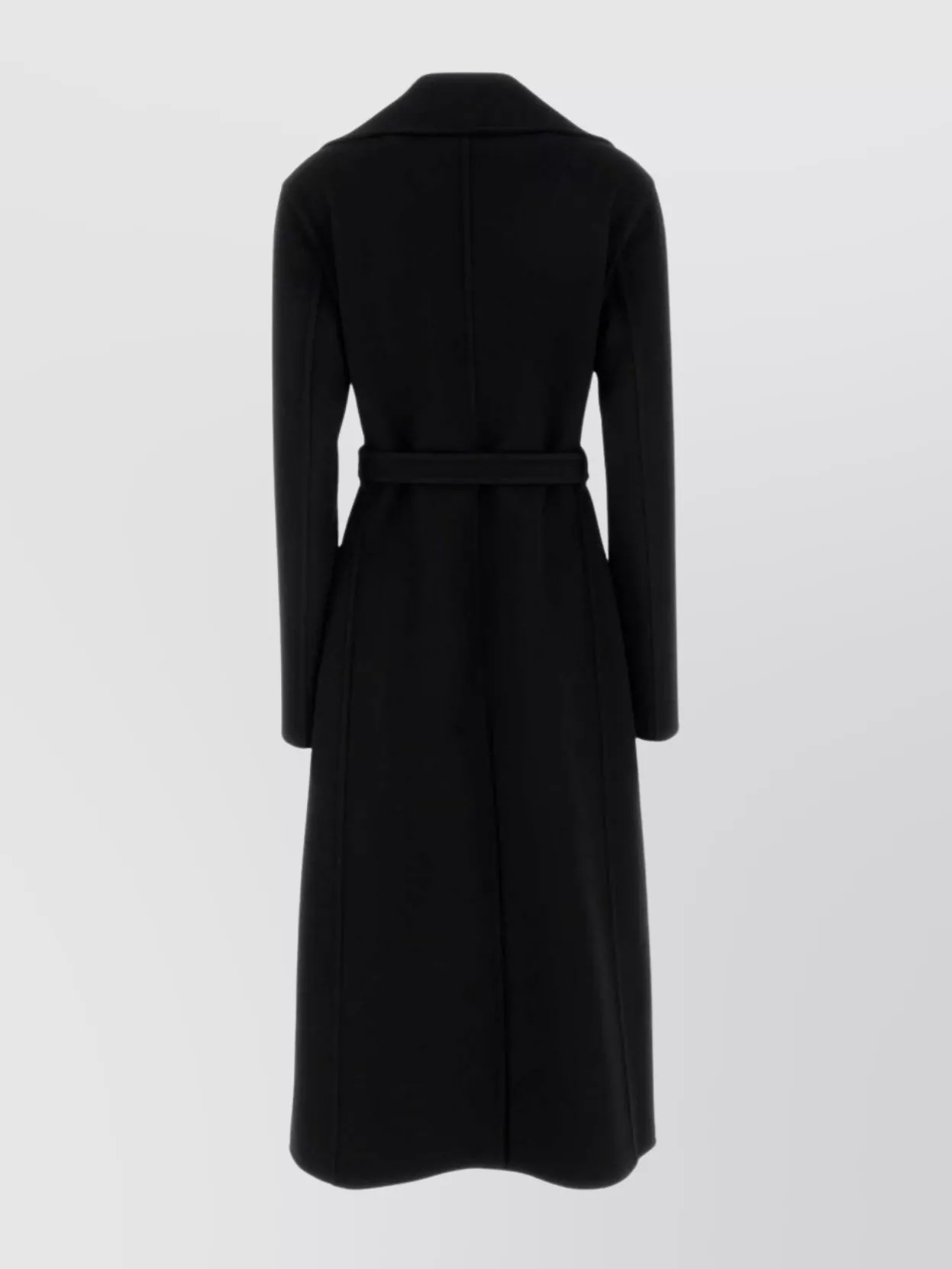 Jil Sander Wool Coat With Belted Waist And Notched Lapels In Black