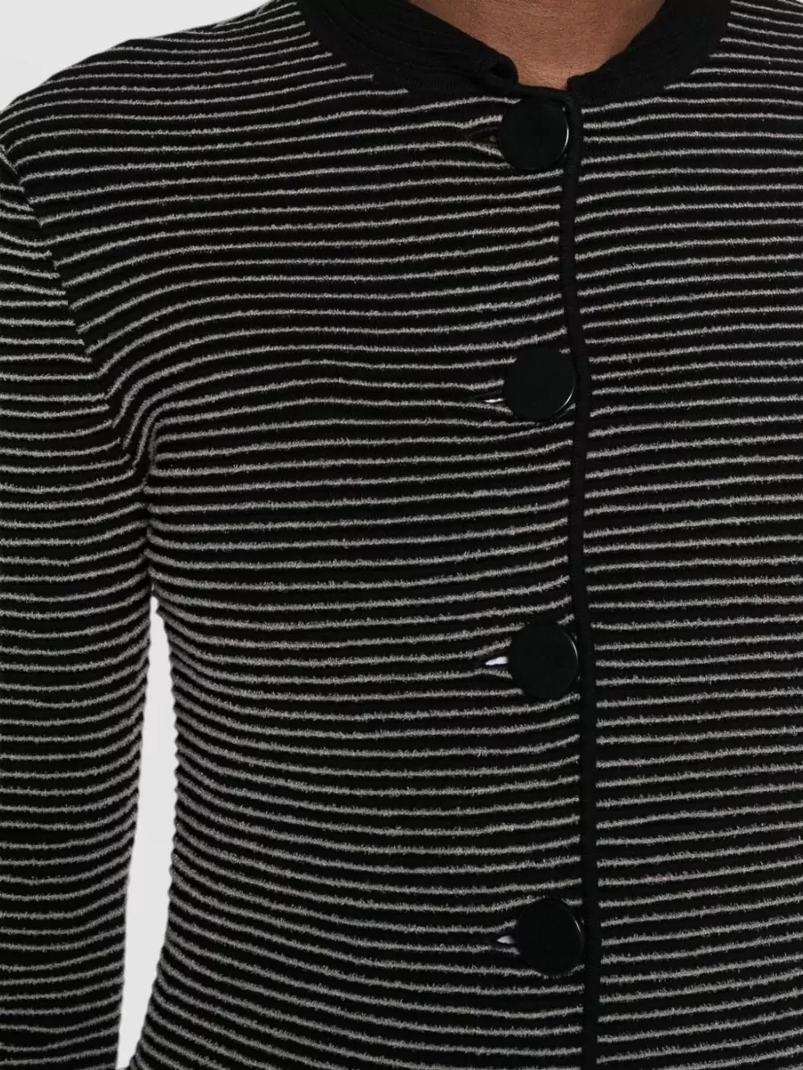 Emporio Armani Ribbed Slim-Fit Striped Cardigan