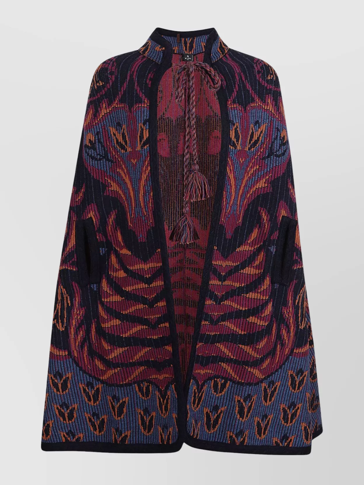 Etro Jacquard Wool And Cotton-blend Cape In Blue