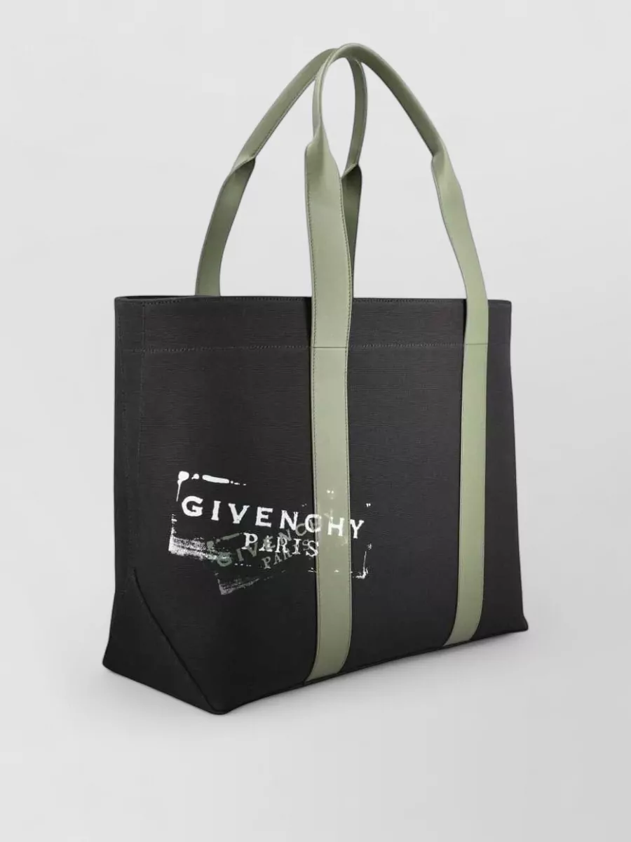 Givenchy Large Canvas Tote Bag Rectangular Handles In Black