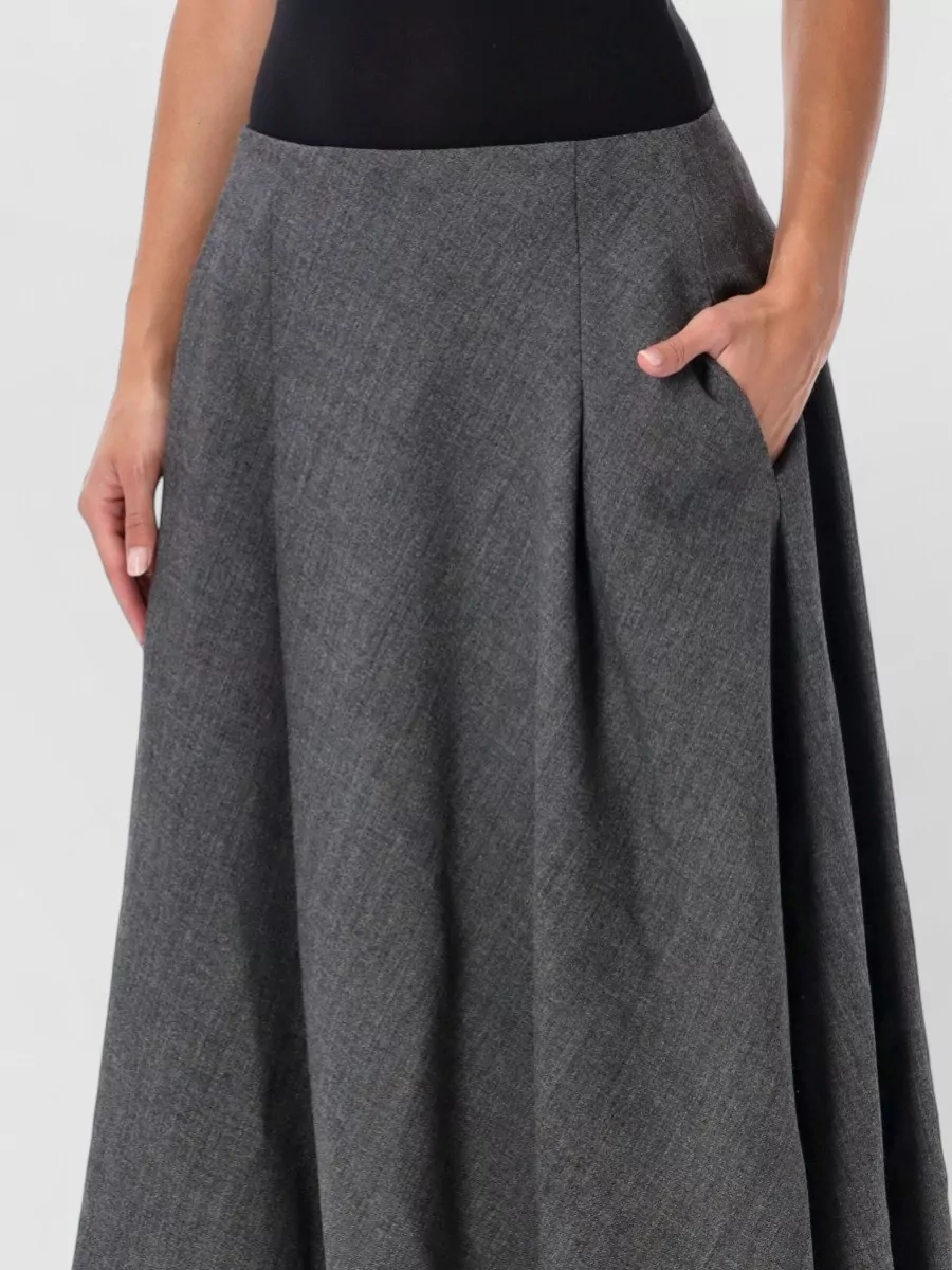 Ami Paris Virgin Wool A-Line Maxi Skirt