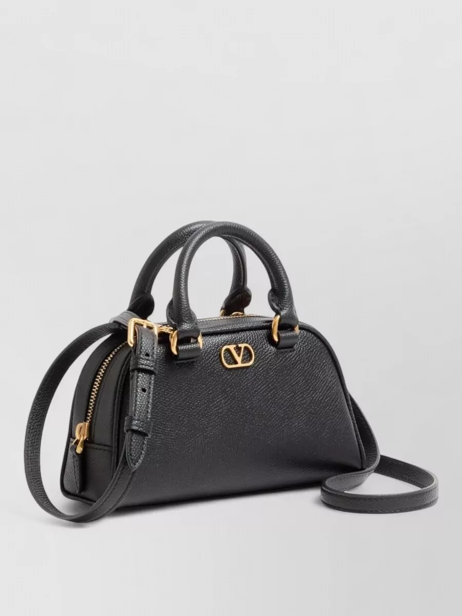 Valentino Signature Leather Mini Clutch Bag In Silver