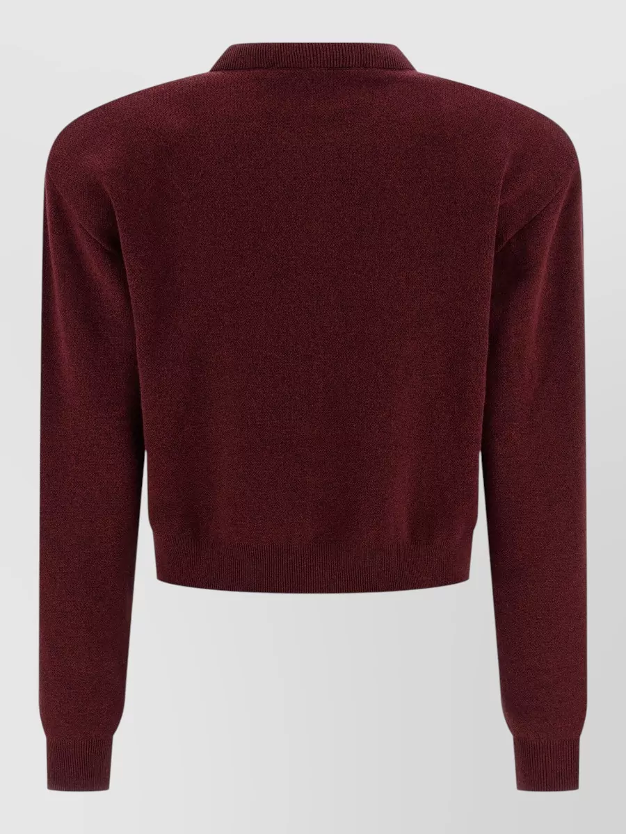Rotate Birger Christensen Cashmere Blend Firm Knit Cropped Crew Neck Long Sleeve Cardigan