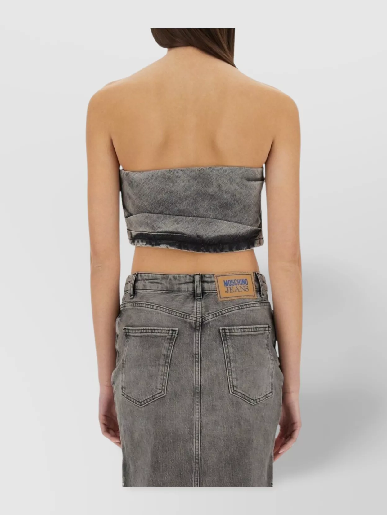 Moschino Denim Skirt With Back Pockets And Belt Loops