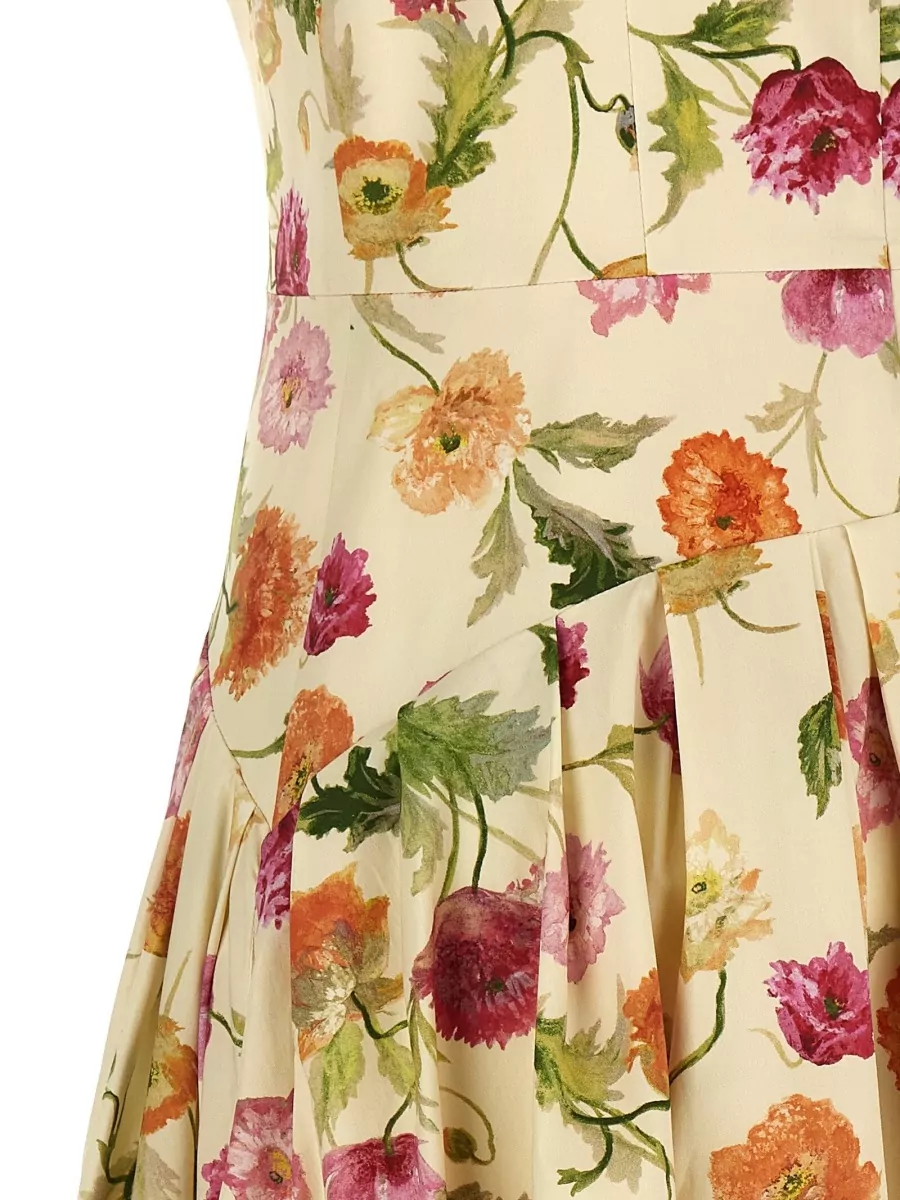 Carolina Herrera Wells Dress Fitted Bodice Floral Motif