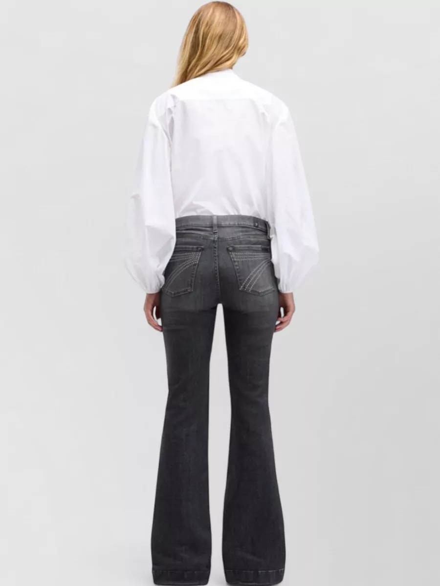 7 For All Mankind Dojo Rocker Flared Jeans Contrast Stitching