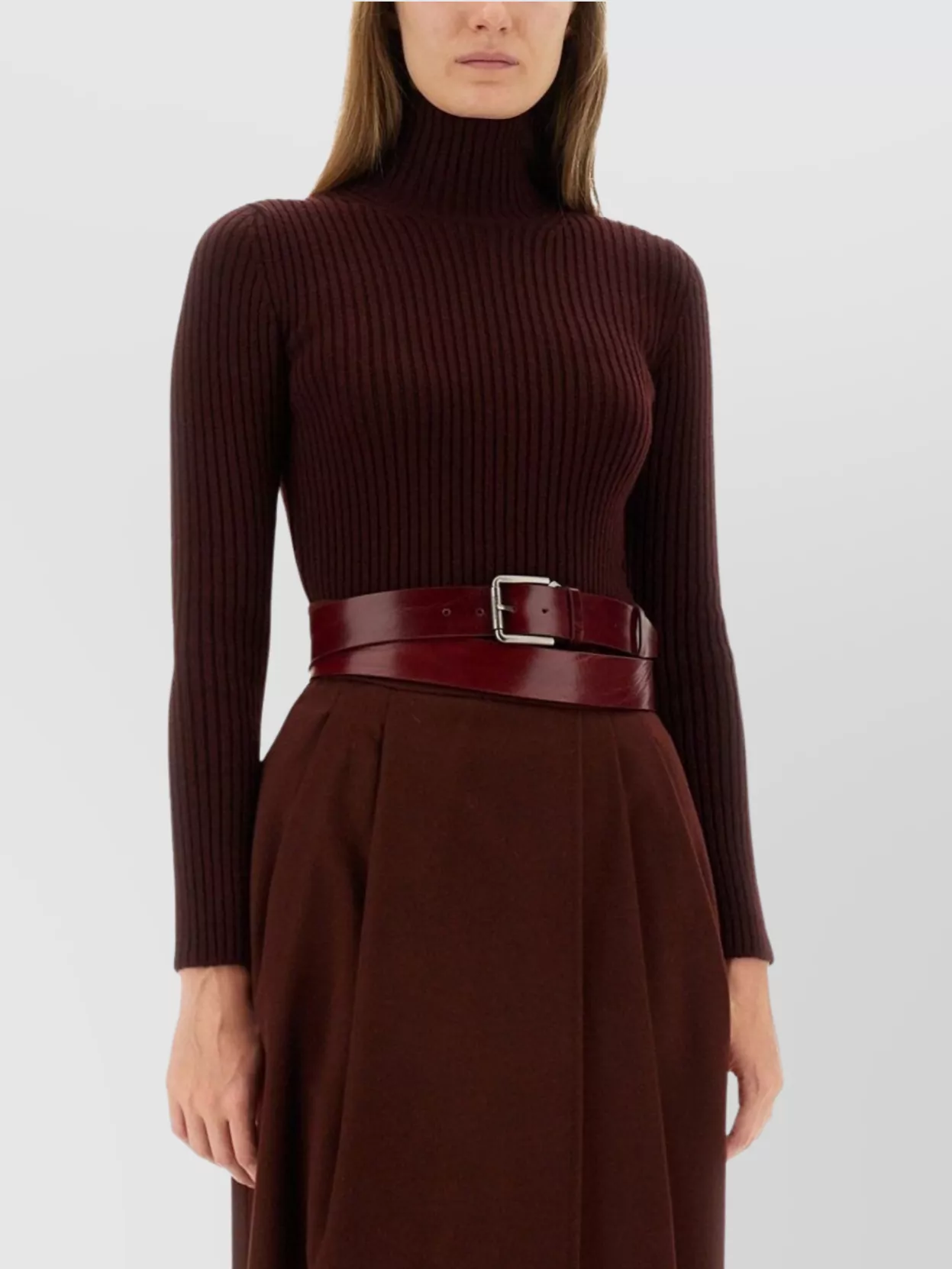 Max Mara Slim Fit Ribbed Turtleneck Knit Sweater