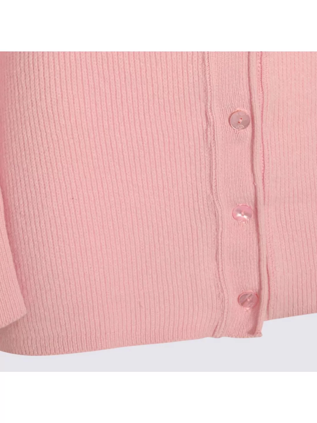 Blumarine Feather Trim Longline Ribbed Knitwear In Pink