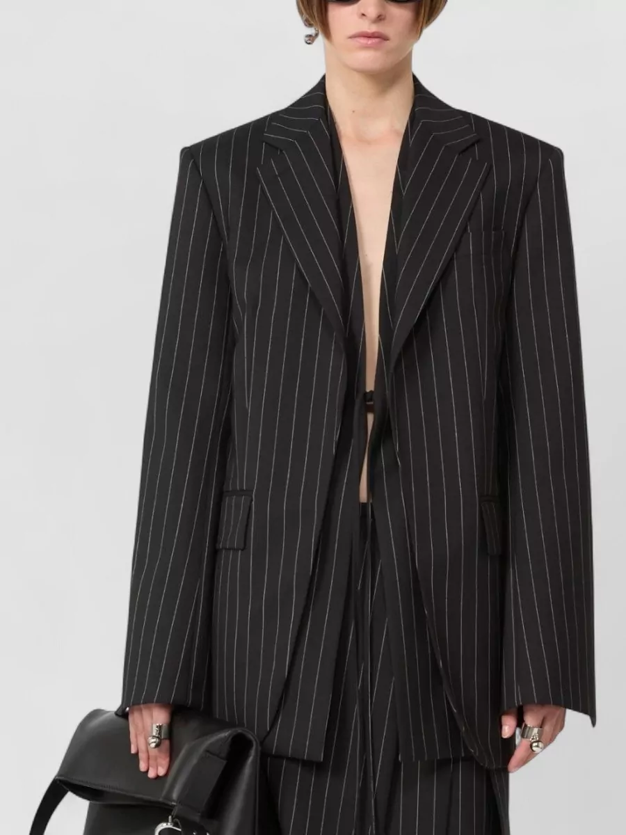 Sportmax Pinstripe Jacket Lapel Neckline Regular Fit