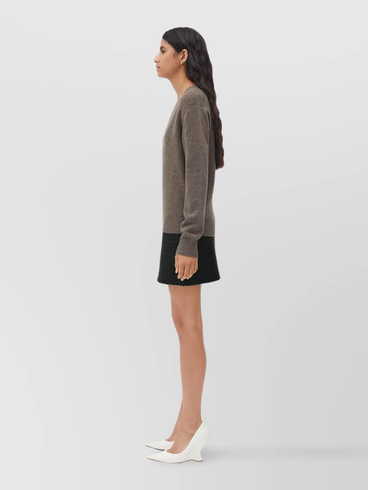 Shop Bottega Veneta V-neck Knit Sweater Ribbed Finish In Purple