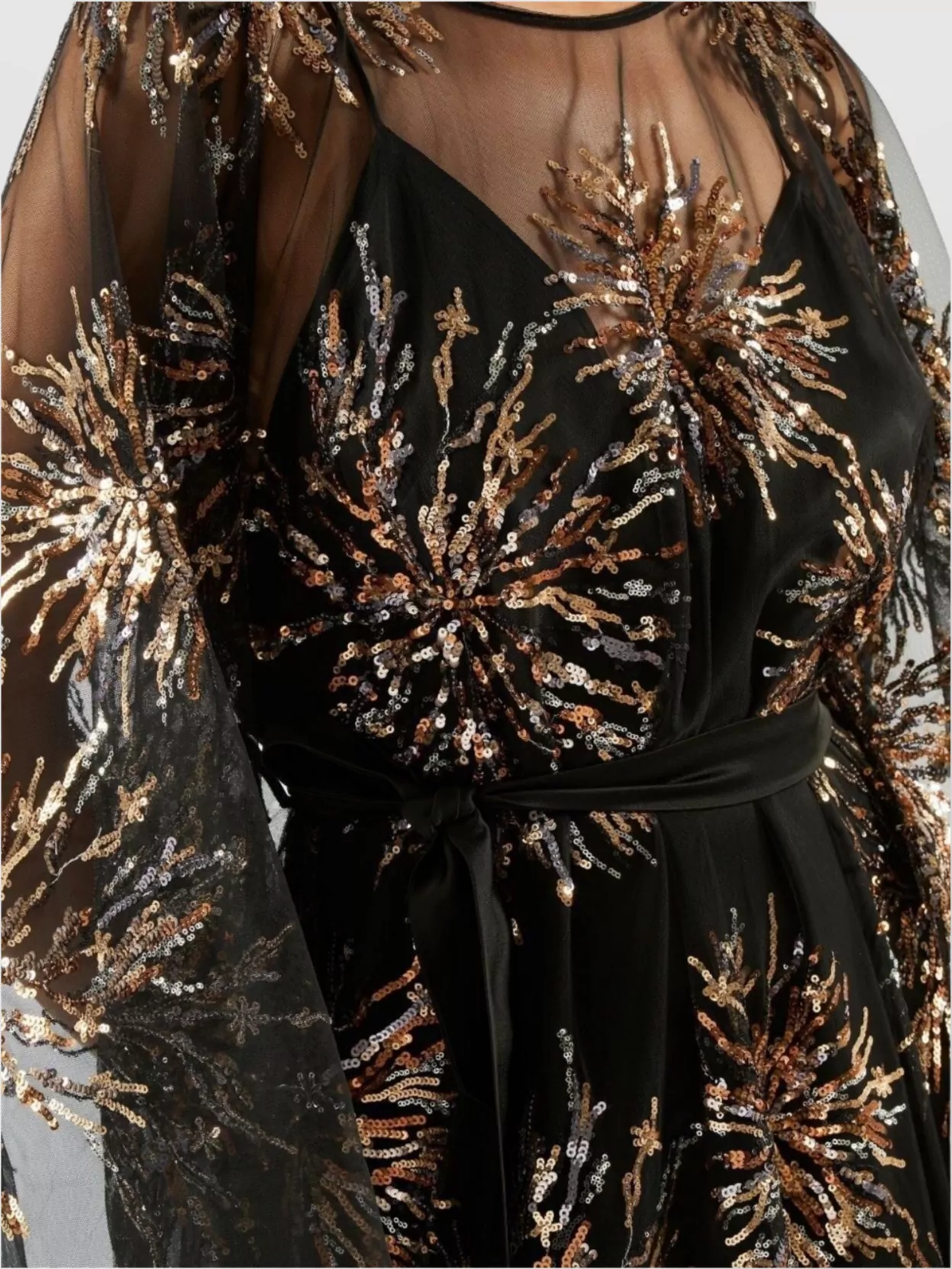 Shop Taller Marmo Sunburst Long Sleeve Kaftan With Sequin Embellishment