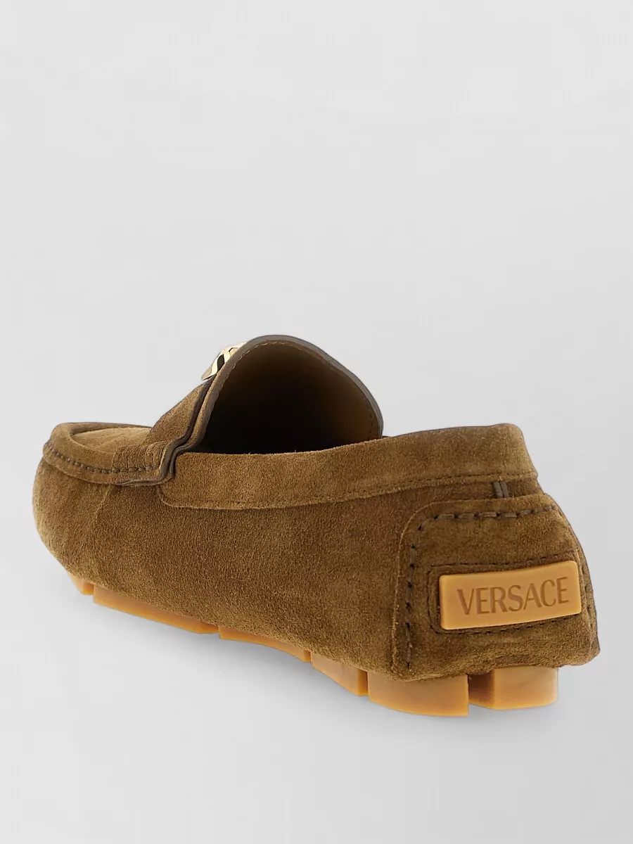 Versace La Medusa Suede Loafers Gold Detail