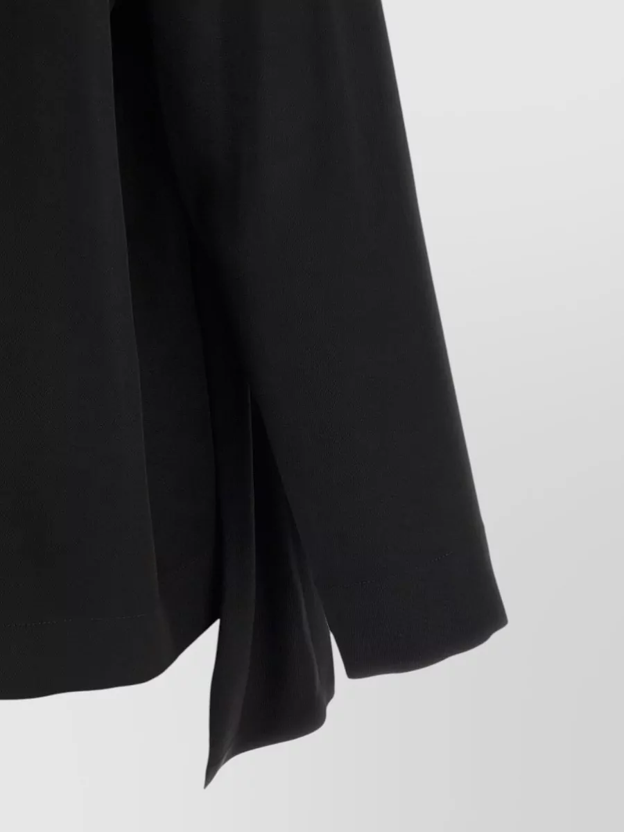 Nude Draped Asymmetric Long-Sleeve Blouse