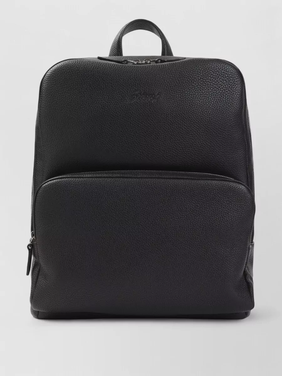 Brioni leather zip around backpack