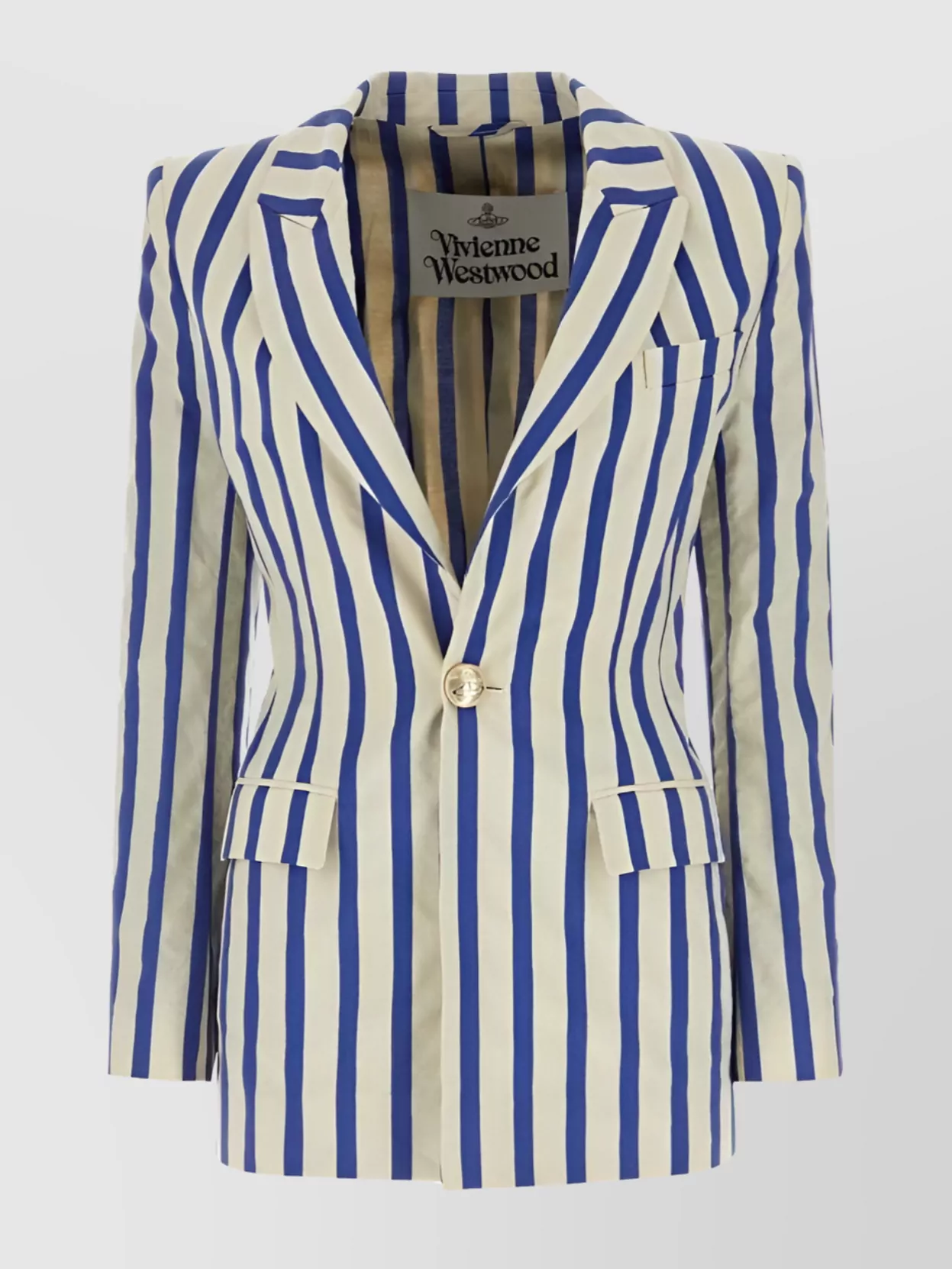 Shop Vivienne Westwood Structured Shoulders Striped Jacket In White