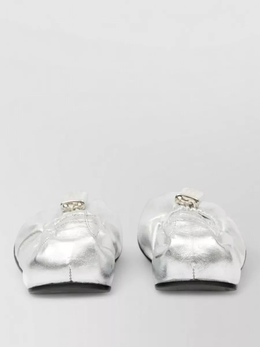 Mm6 Maison Margiela Leather gathered ballerina flats