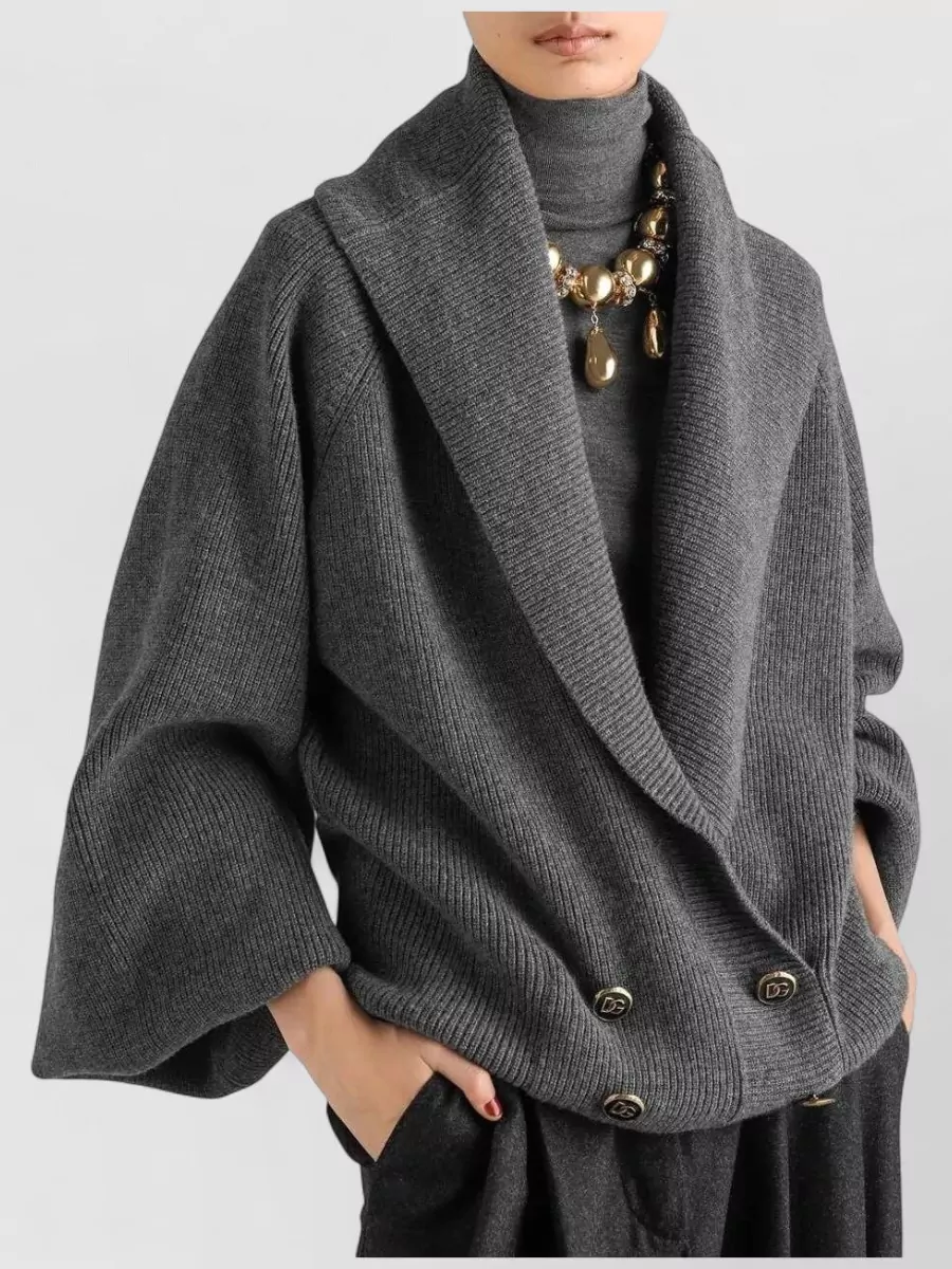 Dolce&Gabbana Ribbed Cropped Shawl Collar Double-Breasted Cardigan