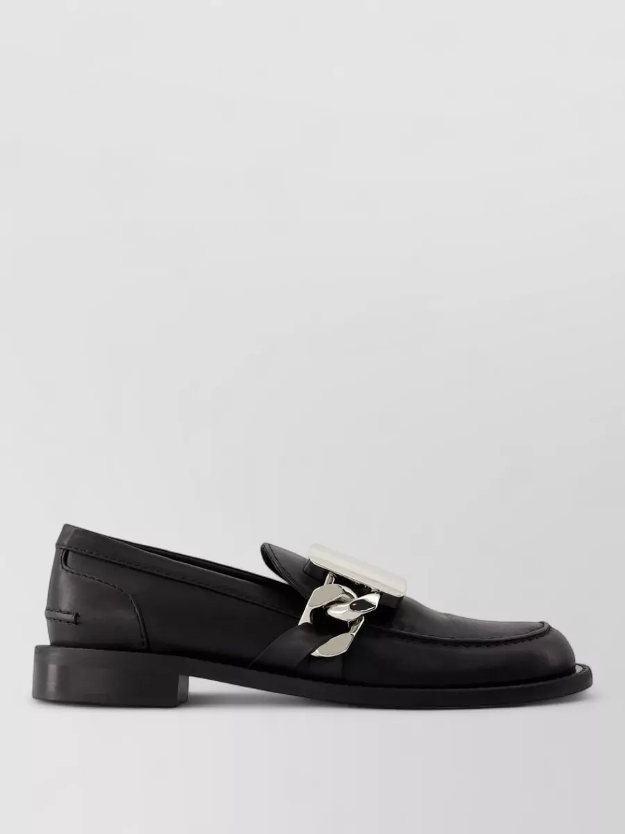 Jw Anderson Gourmet Leather Loafers Chunky Chain Detail