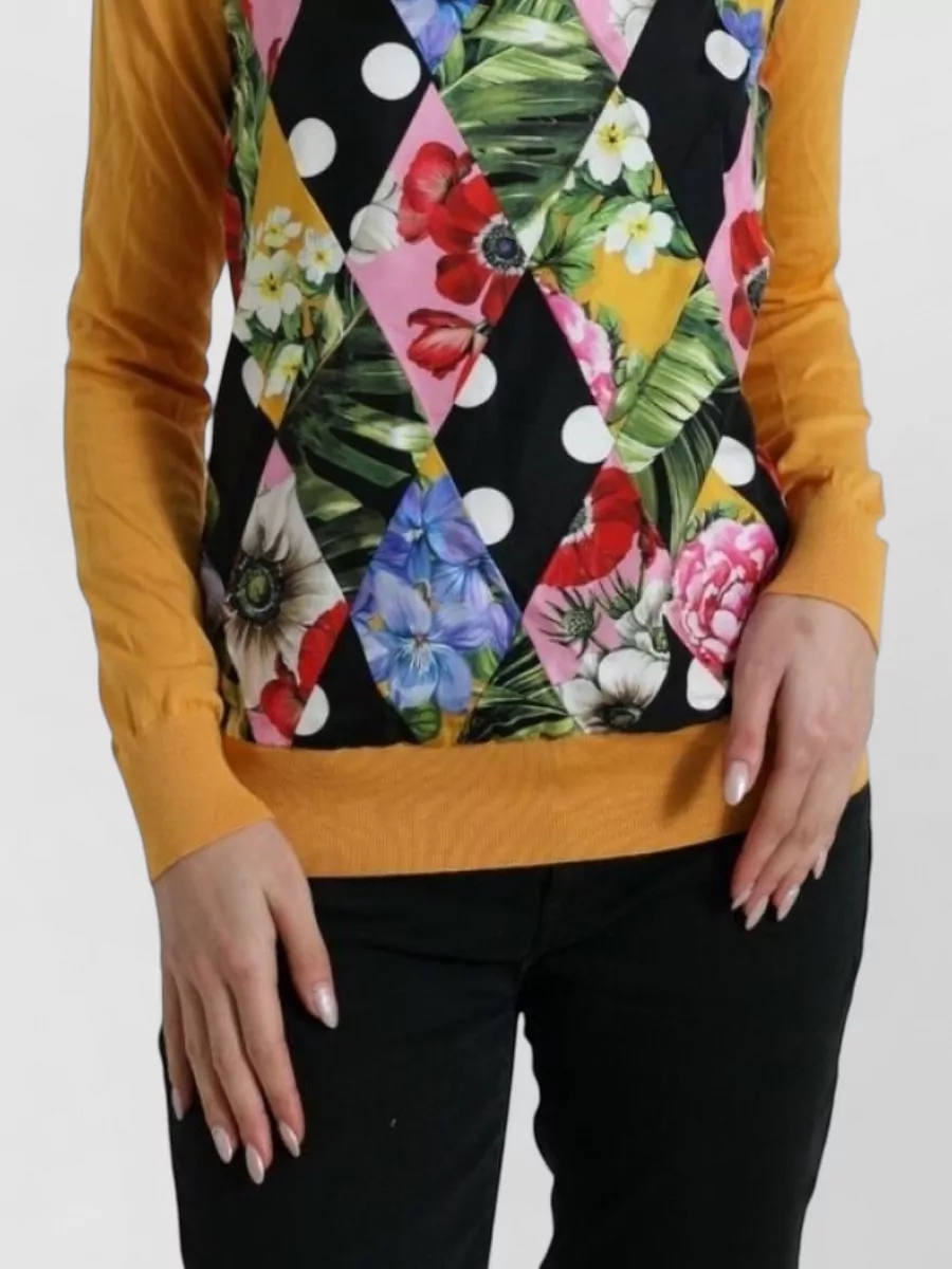 Dolce&Gabbana Cashmere Silk Patchwork Henley Sweater