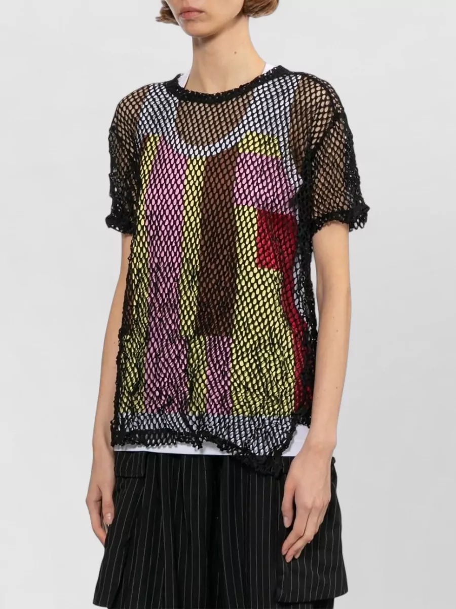 Comme Comme Open-Knit Short-Sleeve Crew-Neck T-Shirt